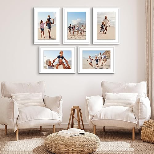 Vista 31 de Americanflat Portarretratos de 5 x 6 pulgadas con plexiglás pulido, juego de 5 portarretratos de 2 x 3 pulgadas con paspartú o para fotos de 5 x 6