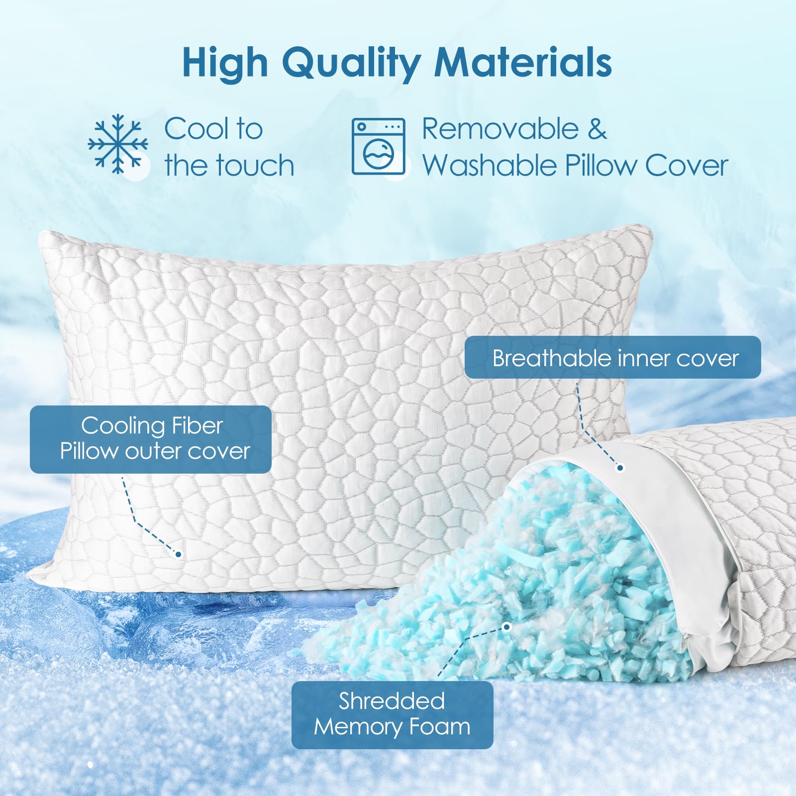 mislili Memory Foam Pillows King Size Set of 2, Luxury
