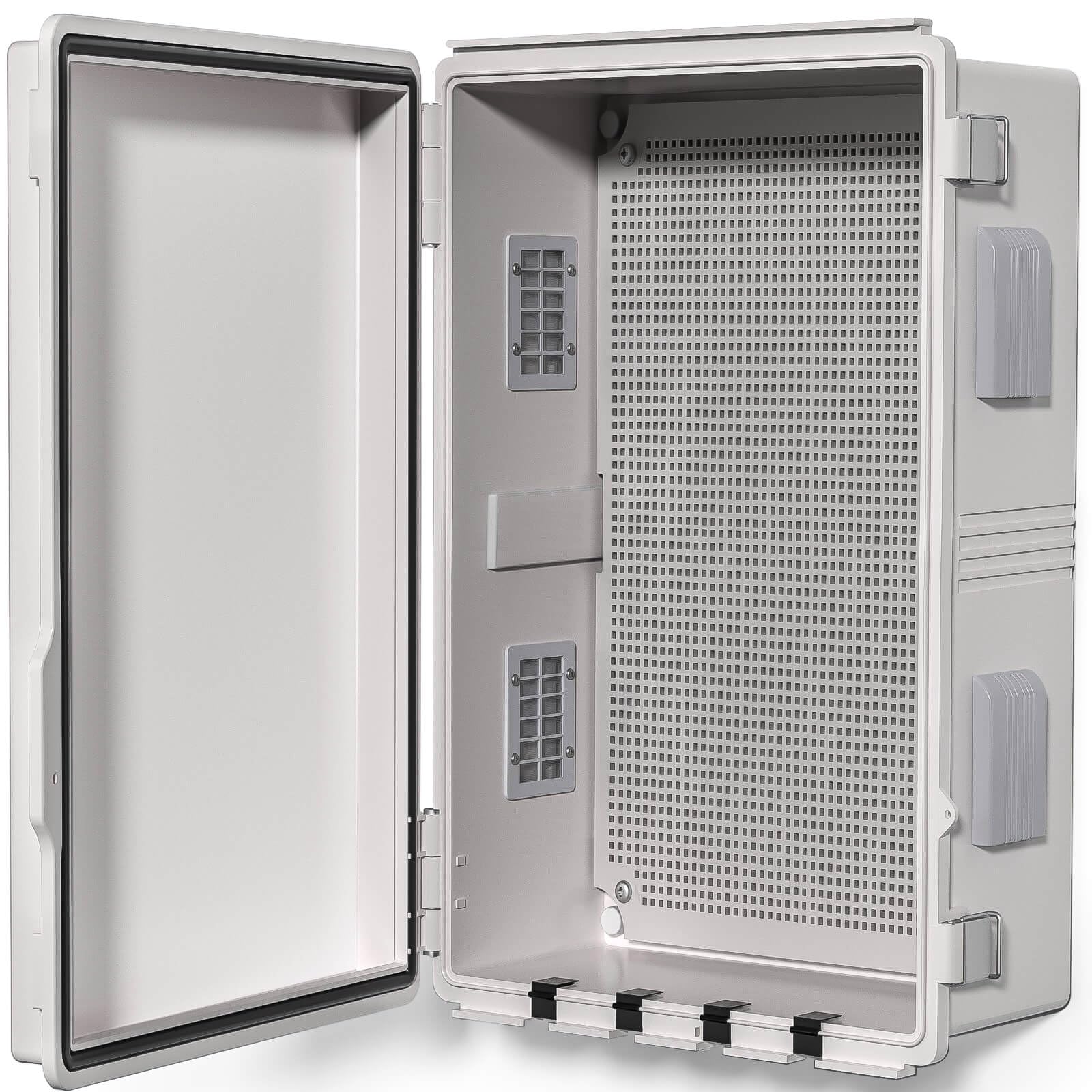 ANIMACYN Electrical Junction Box, Ventilated Design, Cable Grommets, Indoor/Outdoor Use with Mounting Panel & Hinged Cover. Waterproof IP 65. (Grey Cover, 19.7