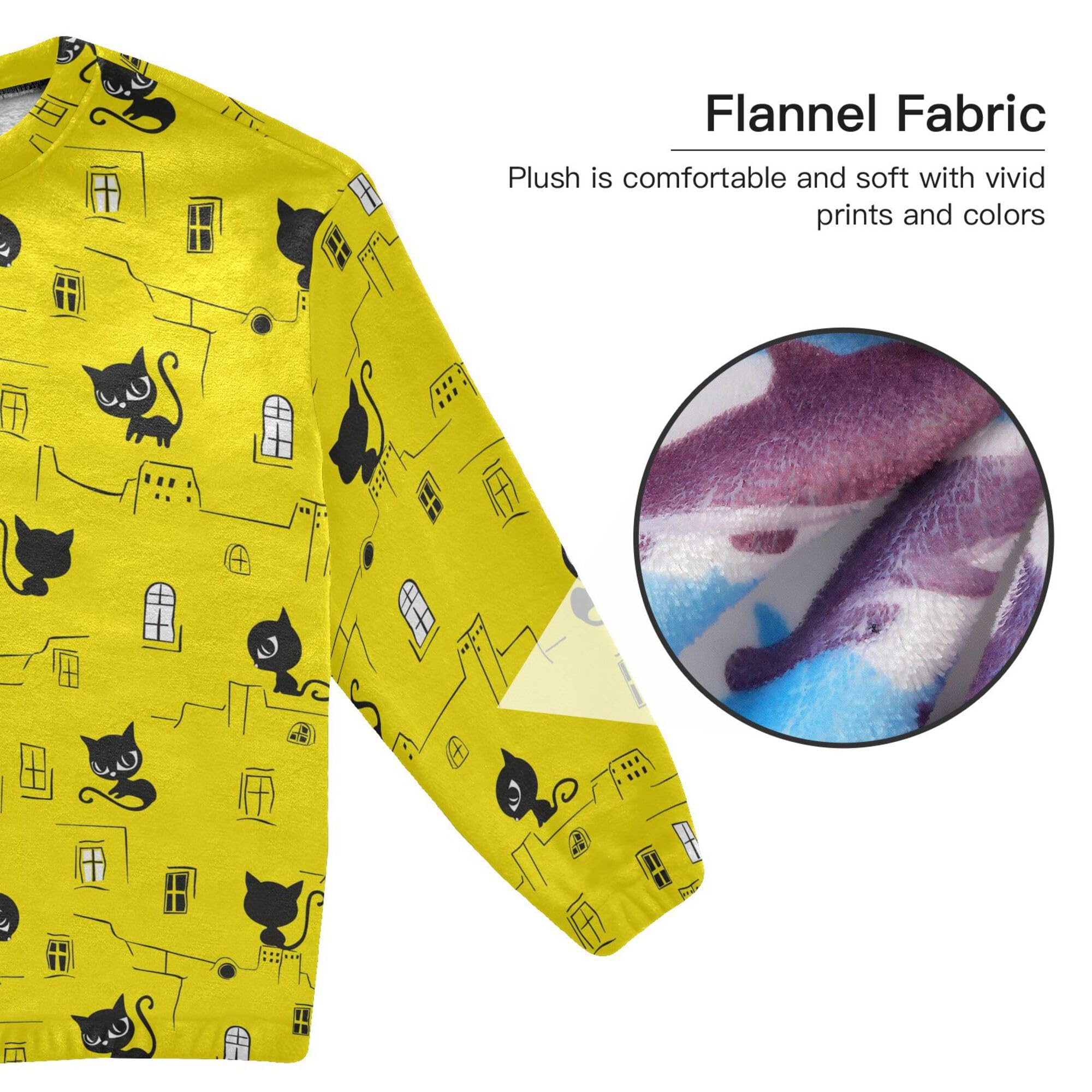 ALAZA Conjunto de pijama de forro polar para mujer, diseño de unicornio, estrellas, lunares, manga larga, ropa de dormir de dos piezas, ropa de dormir térmica, pijama súper suave, talla S