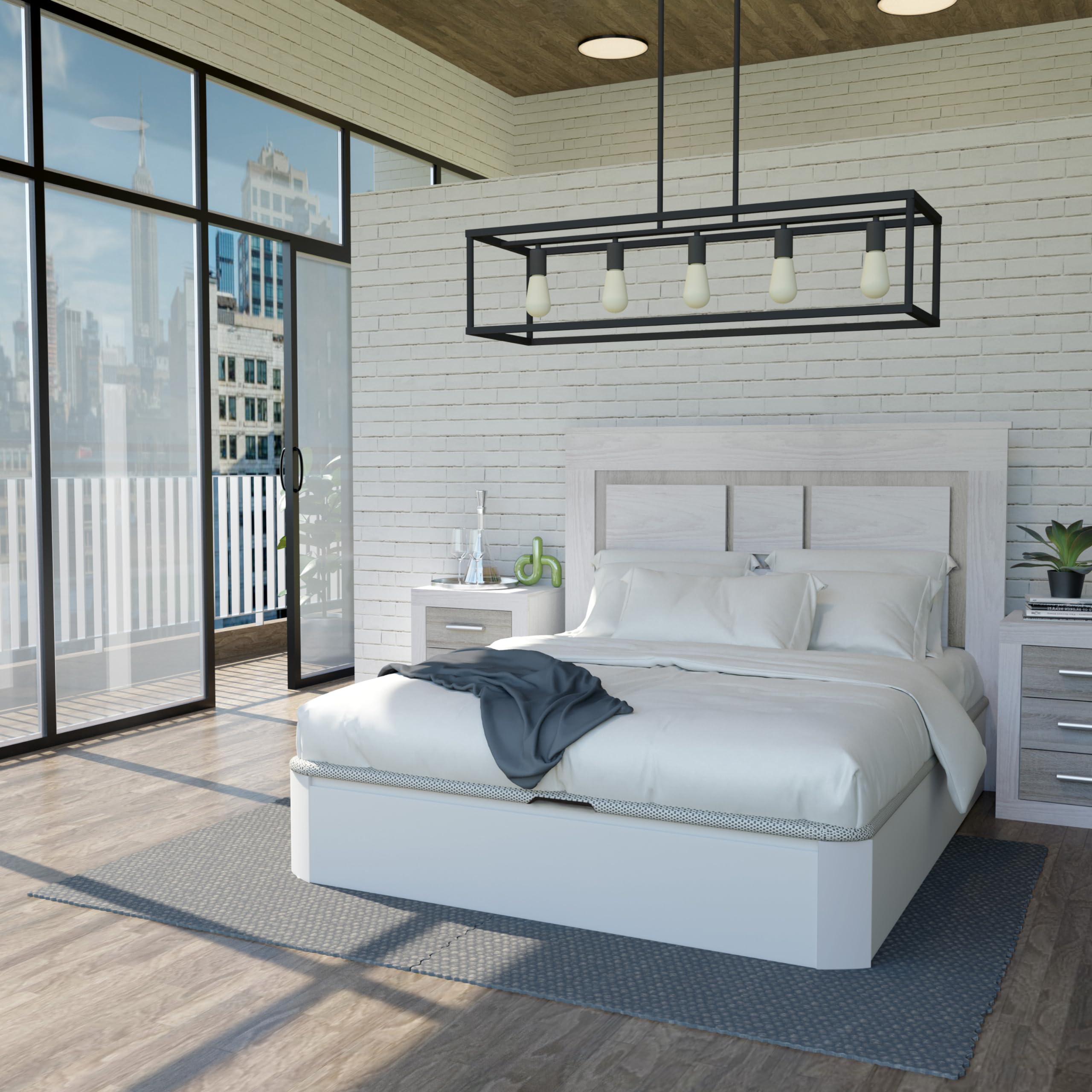 duehome | Luxury Plus, Canapé Abatible con Zapatero Interior, Almacenaje, Acabado en Blanco, Medidas: 150 cm (Ancho) x 190 cm (Largo) x 31 cm (Alto)