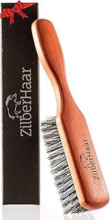 Zilberhaar Bartbürste (Weiche Borsten) | 100% Wildschweinborsten Mit Birnbaumholz | Funktioniert Mit Allen Bartbalsam & Öle | Made in Germany