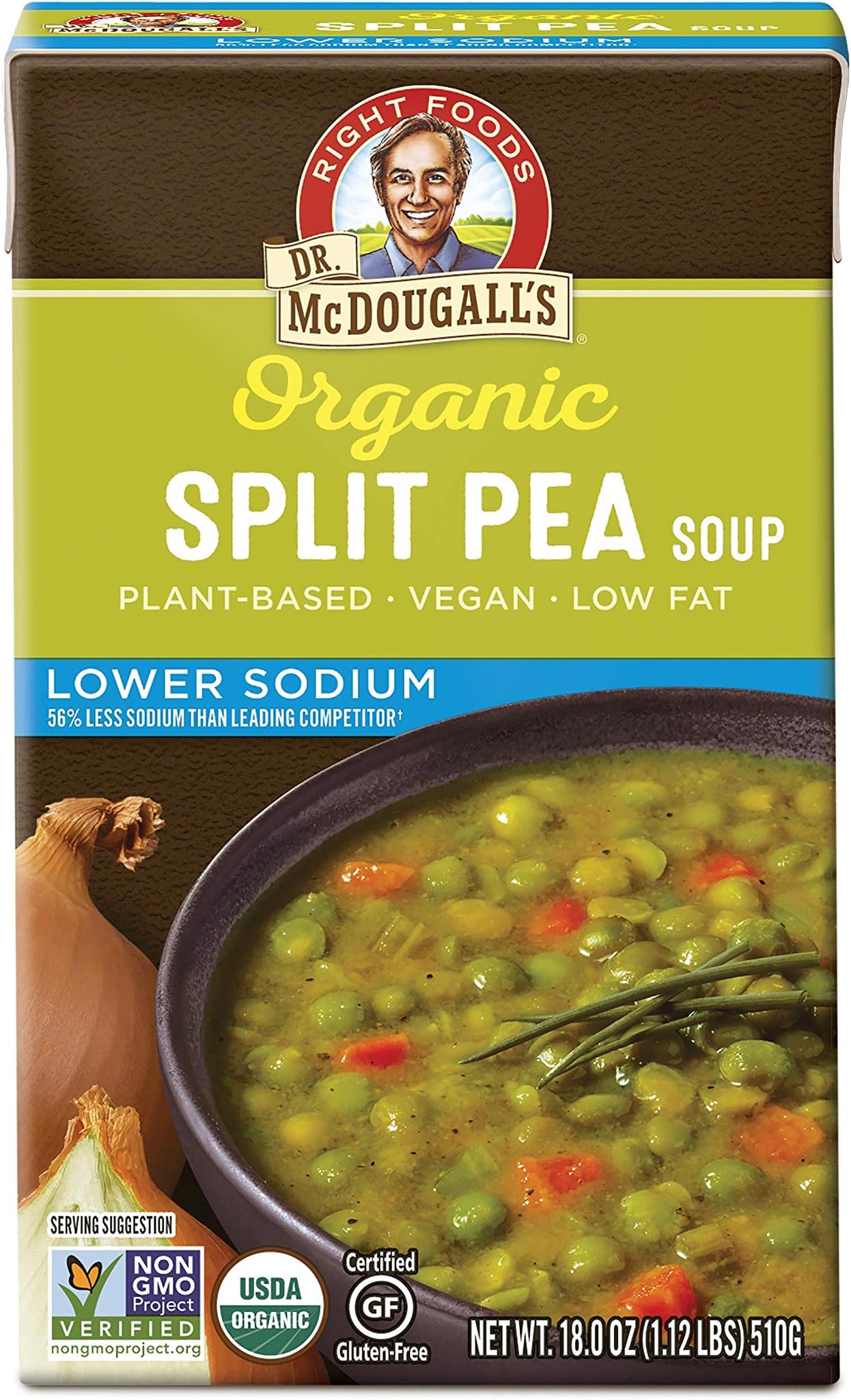 Soup,Organic Split Pea, Lower Sodium, 17.6 Ounce (Pack of 6)