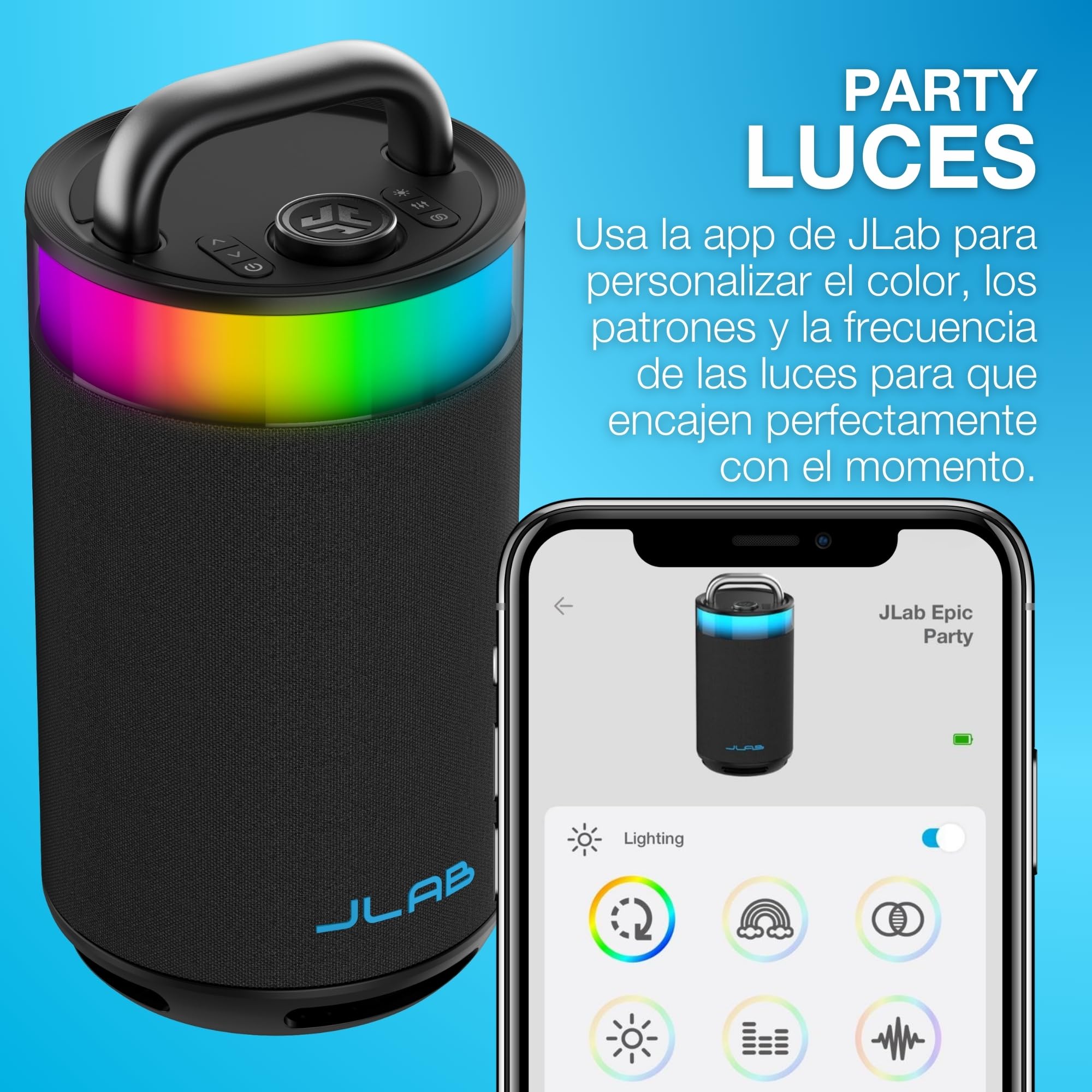 JLab Epic Party Altavoz Bluetooth Portátil 100W - 16h, Negro
