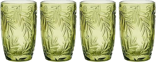 Fitz and Floyd Villa Palm Highball - Juego de 4 vasos (4 unidades), color verde