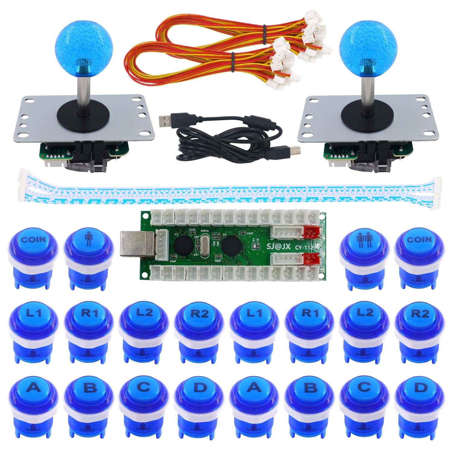 SJ@JX 2 graczy gra zręcznościowa DIY zestaw arcade joystick kontroler klawiatura mechaniczna przełącznik retro malina mama przycisk zręcznościowy