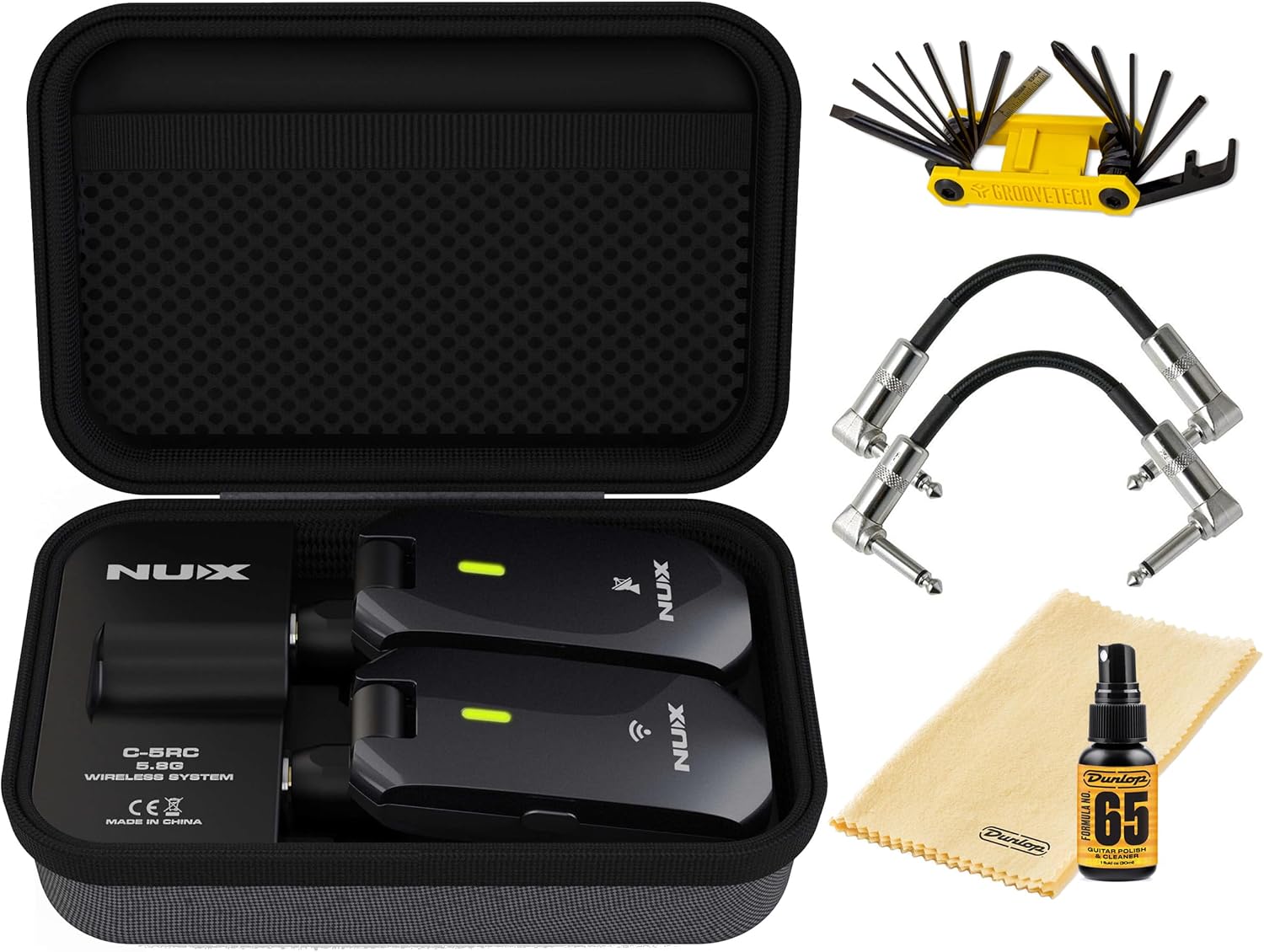 Tonebird NUX C-5RC Wireless Guitar System 5.8GHz Transmitter and Receiver Auto Match, Charging Case Bundle