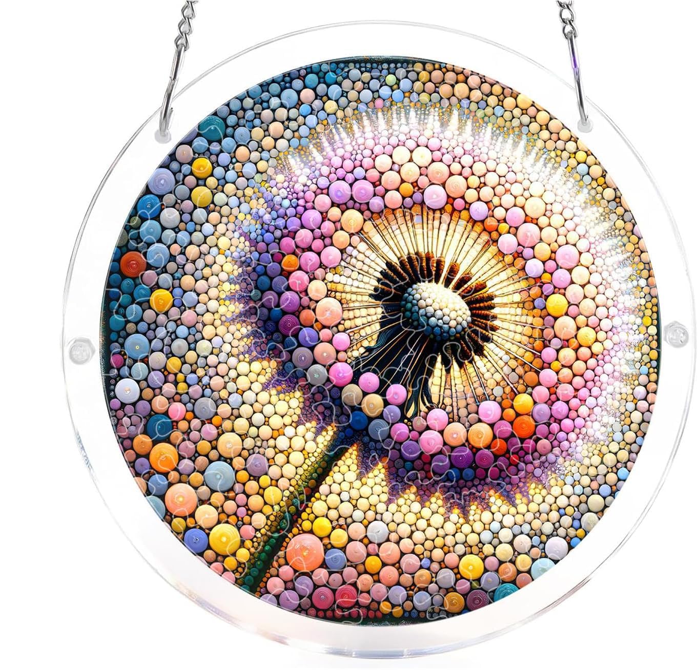 Dandelion Acrylic Jigsaw Puzzles Suncatcher, 8.9 Inch Window Hanging Suncatcher Acrylic Puzzle, DIY Home Decor Art Gift