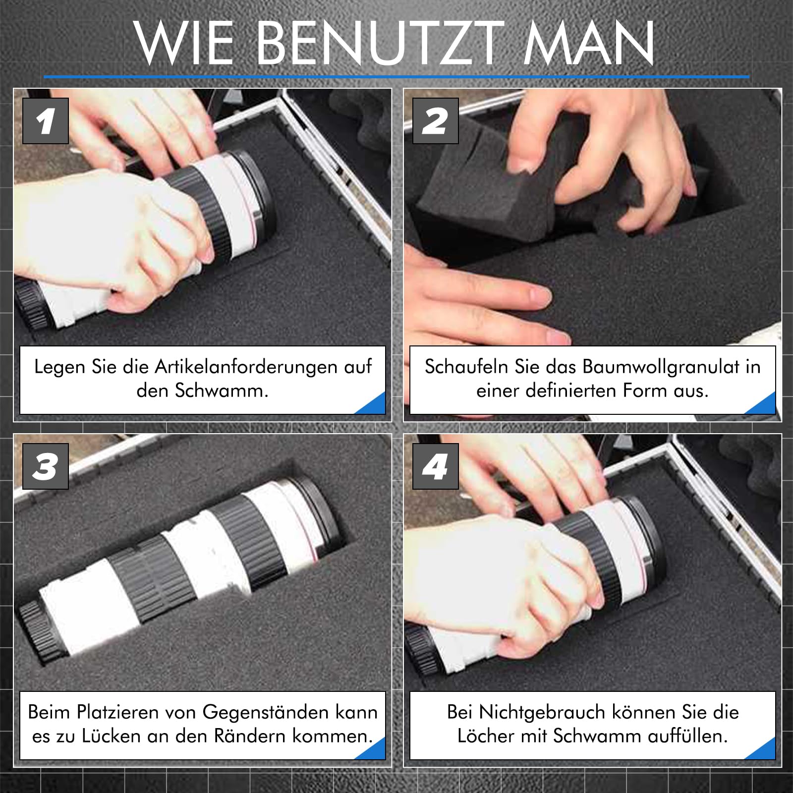 Rasterschaumstoff 400x300 Mm – 4 Stück, 5 Cm Dick, Als Werkzeugeinlage Für Koffer & Boxen
