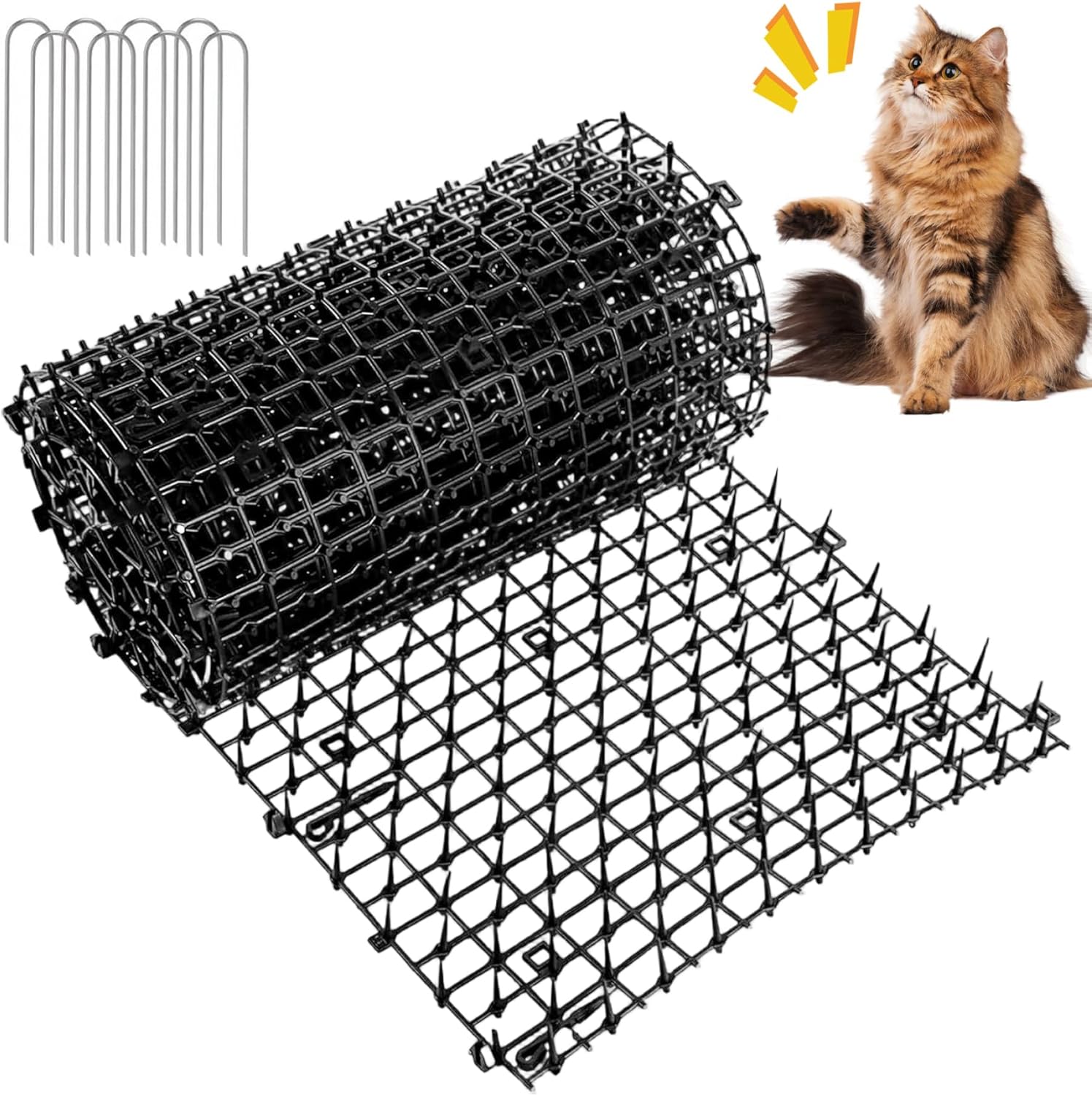 Anti Cat Spikes, Scat Mat for Cats, 200x30cm Flexible Cat Repellent Mat with Spikes, Keep Cats Off Countertops, Furniture, Gardens, Pet Training Mats, Black