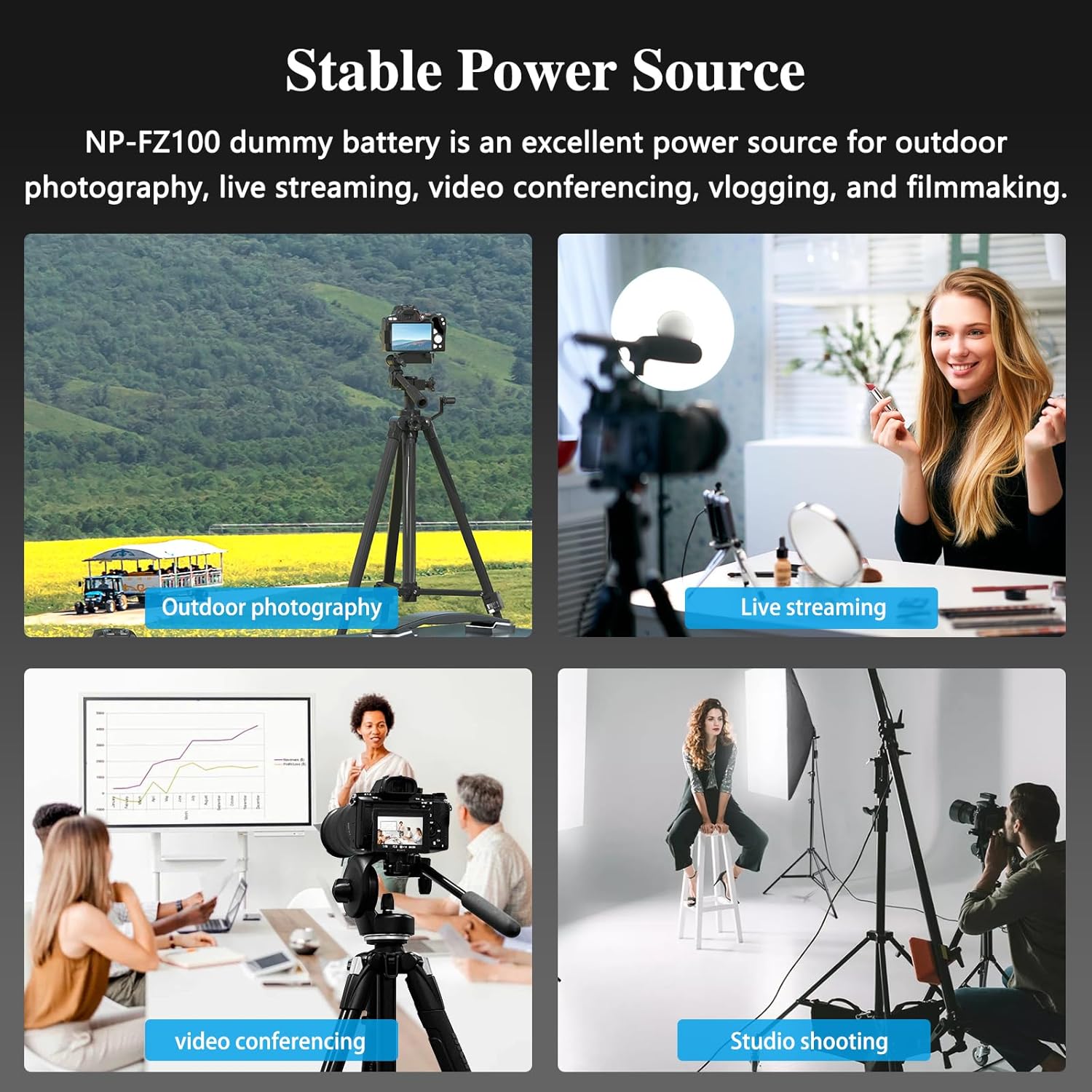 Tectra USB-C to NP-FZ100 Dummy Battery, Continuous Power Supply for Sony ZV-E1, A7 III, A7 IV, A7S III, A7R III, A7R IV, A7R V, A7C,A1, A9, A9 II, A6600, A6700, FX3, FX30 Cameras