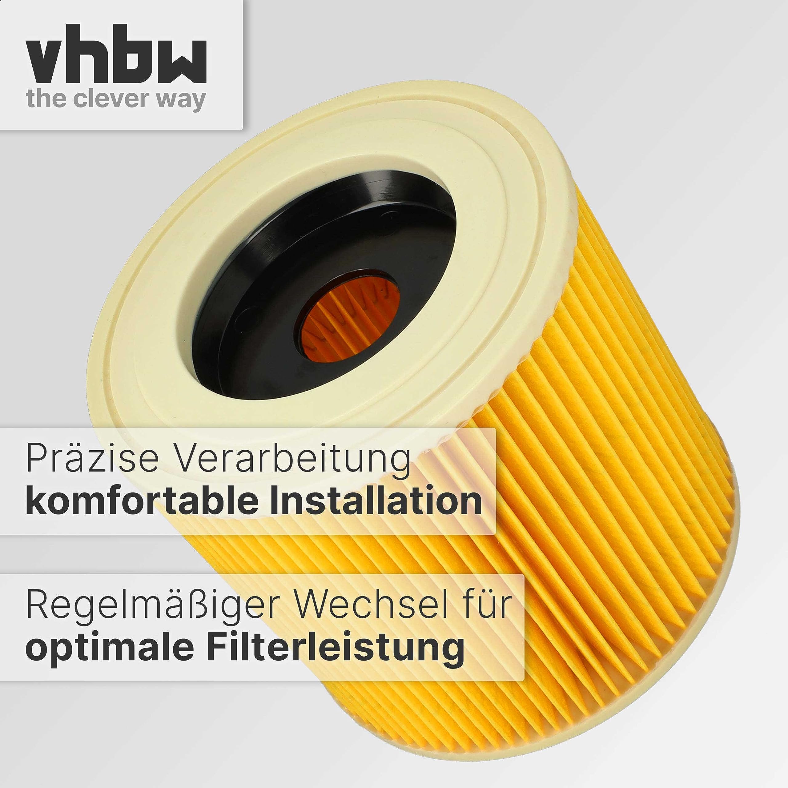 vhbw 10x Faltenfilter kompatibel mit Kärcher NT 27/1 ME Professional | NT 48/1 TE Professional Staubsauger - Patronenfilter Gelb