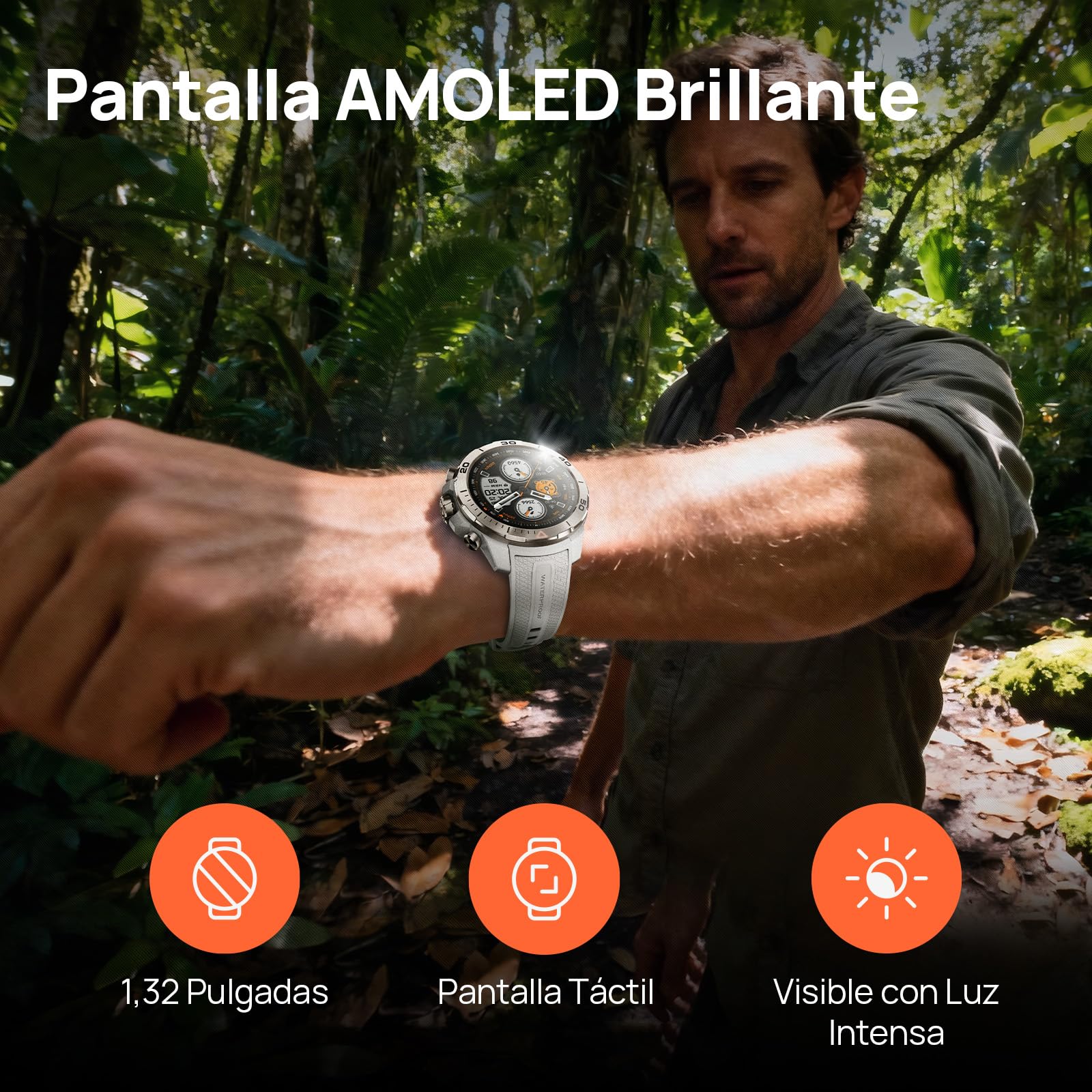 Mibro Watch GS Explorer 10ATM Impermeable, 2025 Nuevo Militar Reloj Inteligente Hombre con GPS,150 Modos Deportivos, Notificaciones, Altímetro, Barómetro, Smartwatch para Android iOS (Blanco)