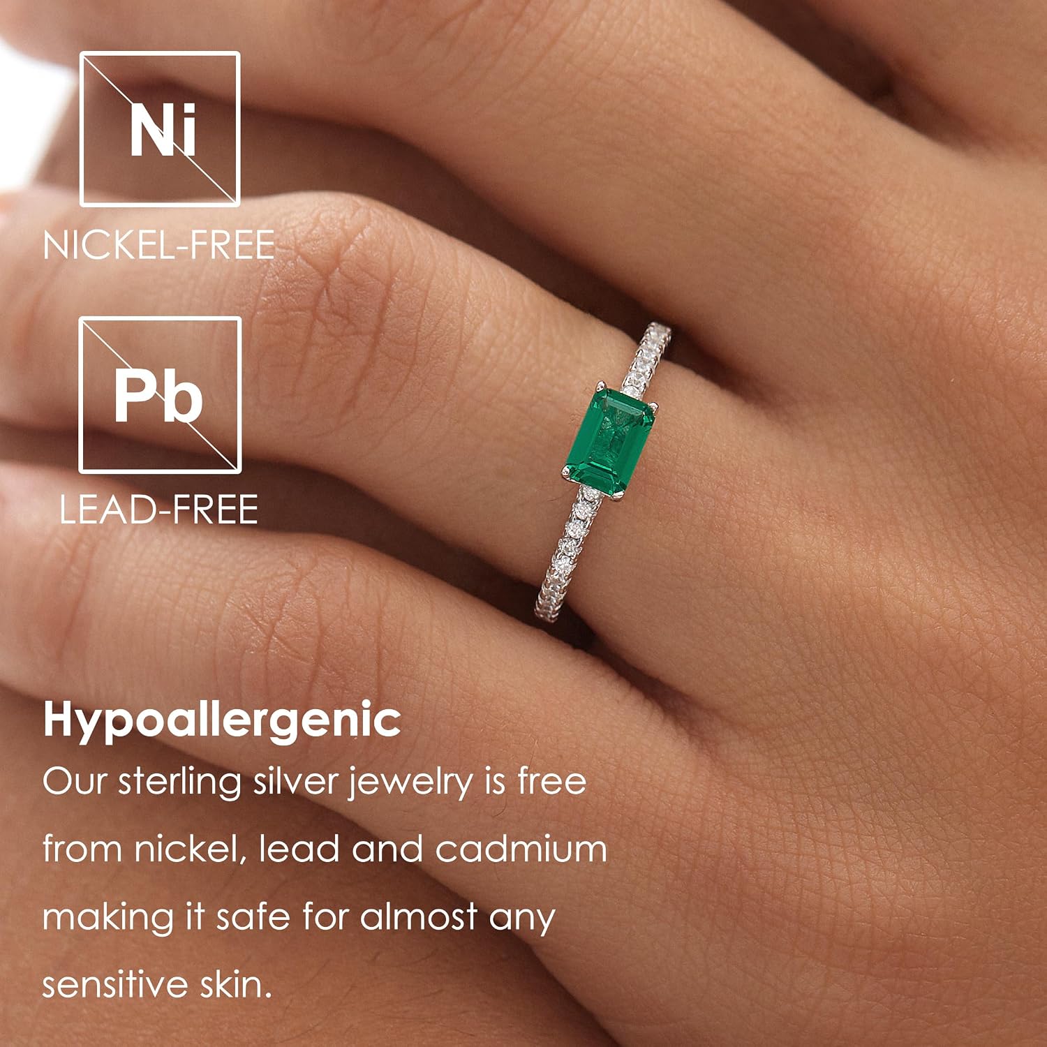 Michooyel 925 Sterling Silver Emerald Green Ring for Women Trendy Stackable Ring Cubic Zirconia Women's Ring image 2