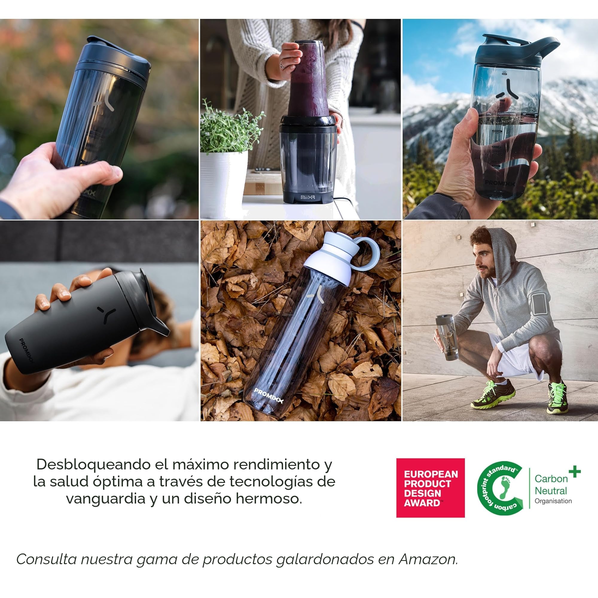 Promixx Botella mezcladora Pursuit, nueva edición - botella de agua de acero inoxidable aislada y vaso para licuadora, sin BPA, 550 ml, Gris grafito