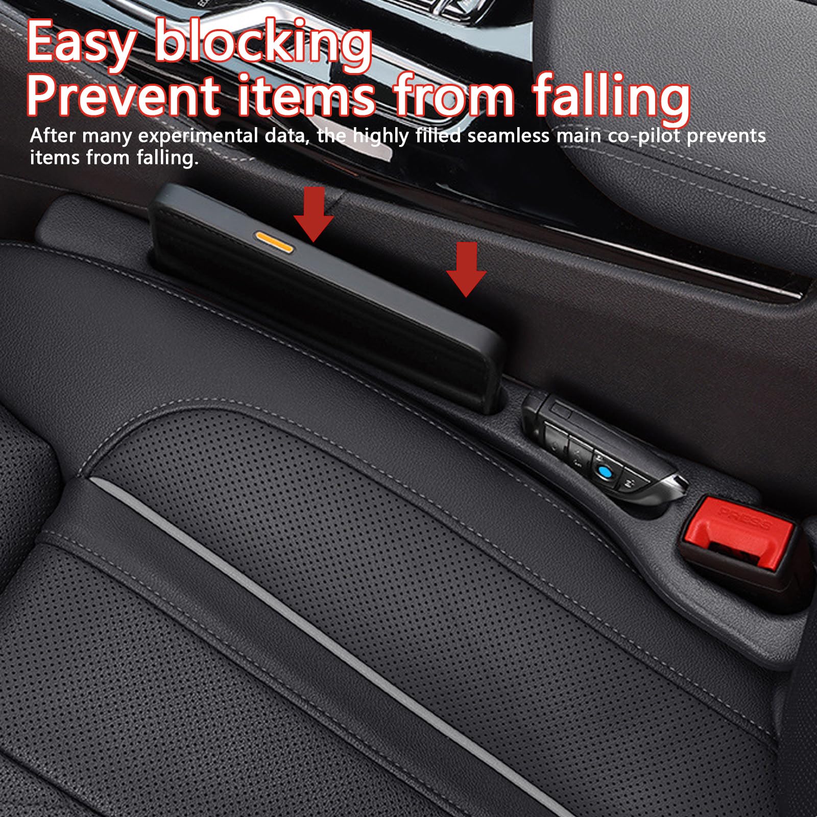 2PCS Car Seat Gap Filler Organizer, No Drop Seat Guard for Cars & SUVs, Automotive Trays & Bags, Car Side Gap Filler, Drop seat Gap fillers Between Seat and Console Stop Things from Dropping (Black)