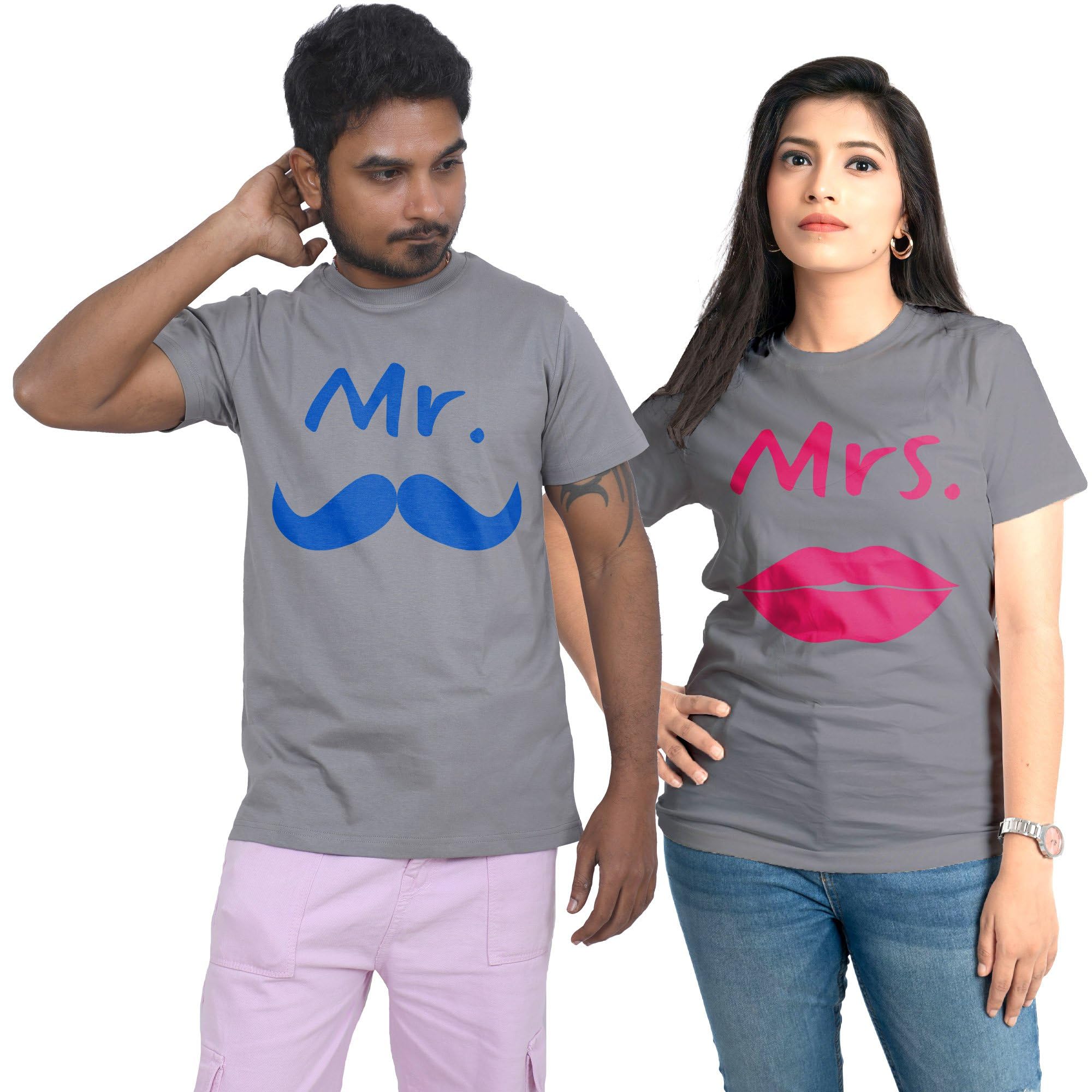 Matching Couple Tshirt Collection 5, 100% Cotton - (Single Piece only - not a Combo Pack. Add All Required Sizes to cart Before Placing Order)
