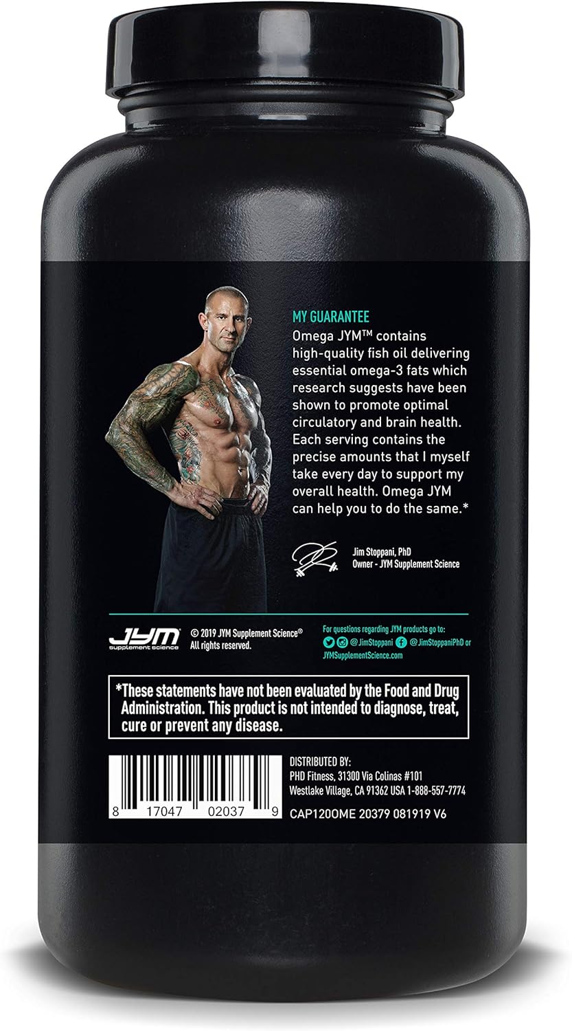 Omega JYM Fish Oil 2800mg, High Potency Omega 3, EPA, DHA, DPA for Brain, Heart, & Joint Support | JYM Supplement Science | 120 Soft Gels : Health & Household