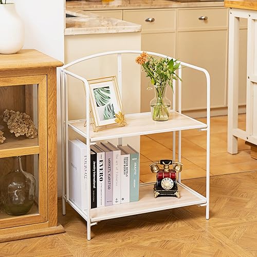 Miniatura 2 de Crofy Estantería plegable sin montaje para sala de estar, estante plegable de 3 niveles para oficina en casa, organizador de almacenamiento portátil