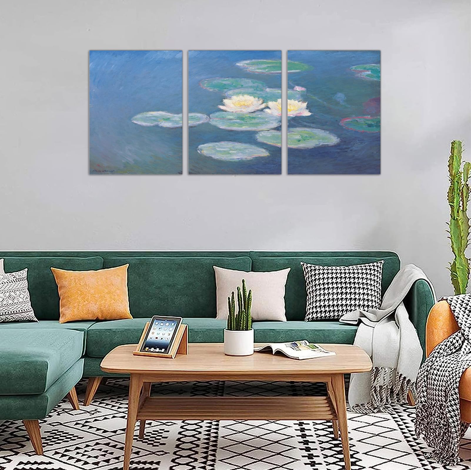 Amazon.co.jp: アートパネル3枚 クロード・モネ「睡蓮」油絵、風景画