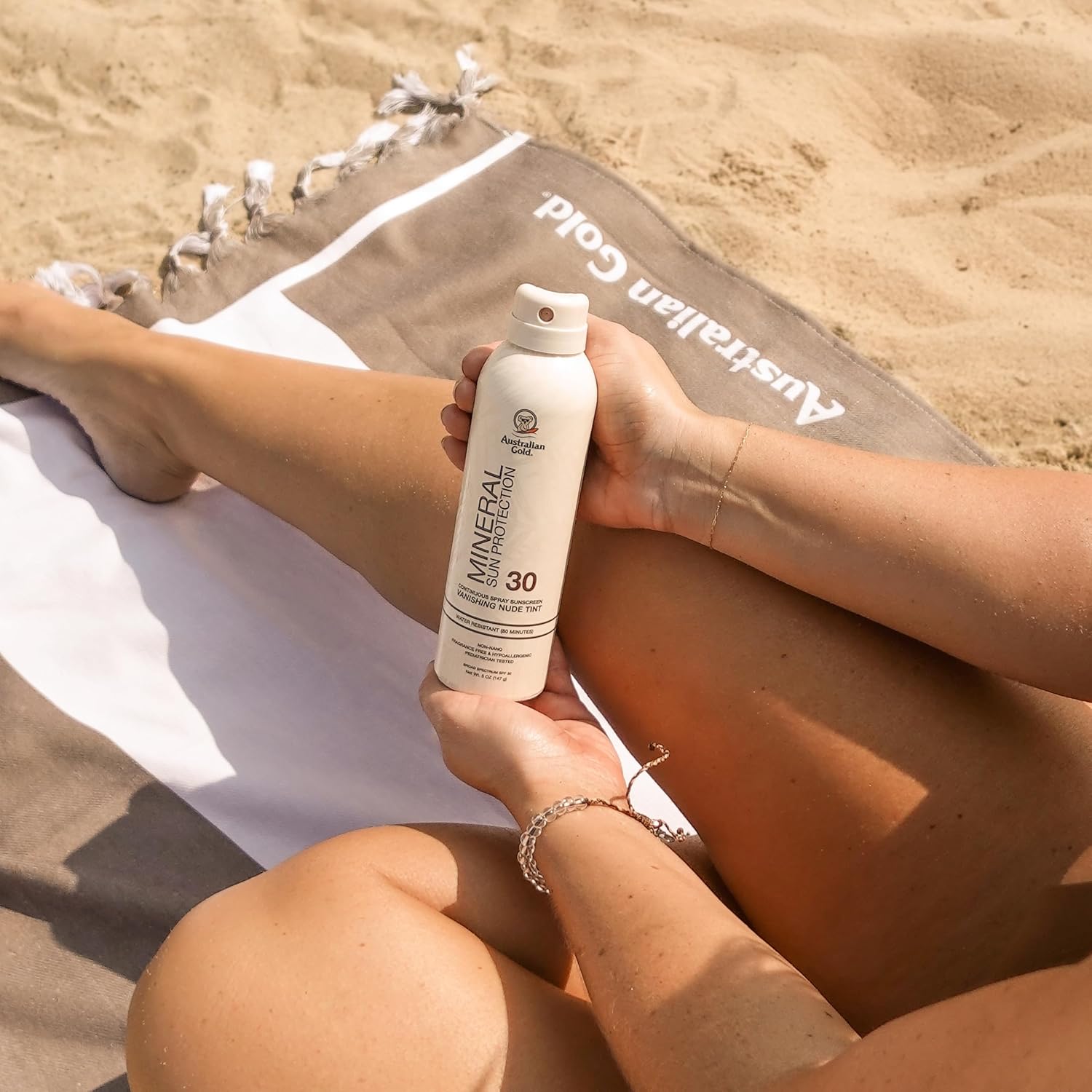 Australian Gold SPF 30 Tinted Mineral Sunscreen Spray, 5 fl oz, Broad Spectrum Continuous Spray for Face & Body, Easily Blendable Sunblock, Zinc Oxide 4% & Titanium Dioxide 4%, All Skin Types
