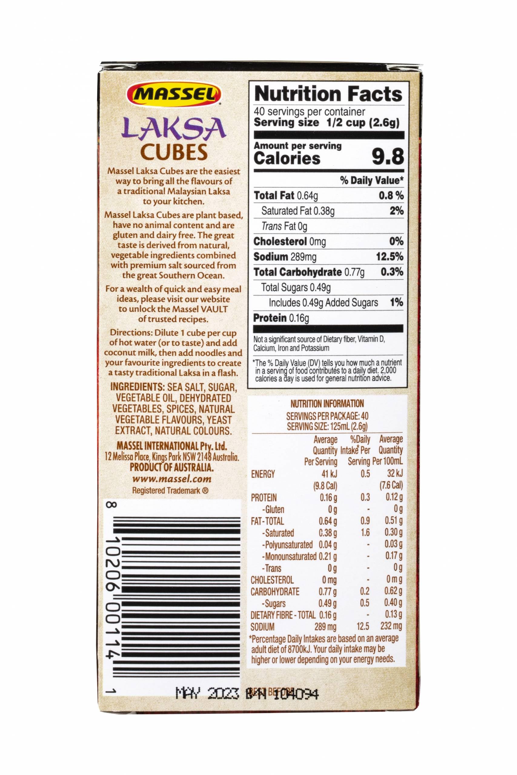 Massel Laksa Bouillon Cubes/Instant Laksa Soup Base | 10 Cubes | Asian Instant Soup Base | Plant Based Broth, Gluten & Dairy Free, Vegan