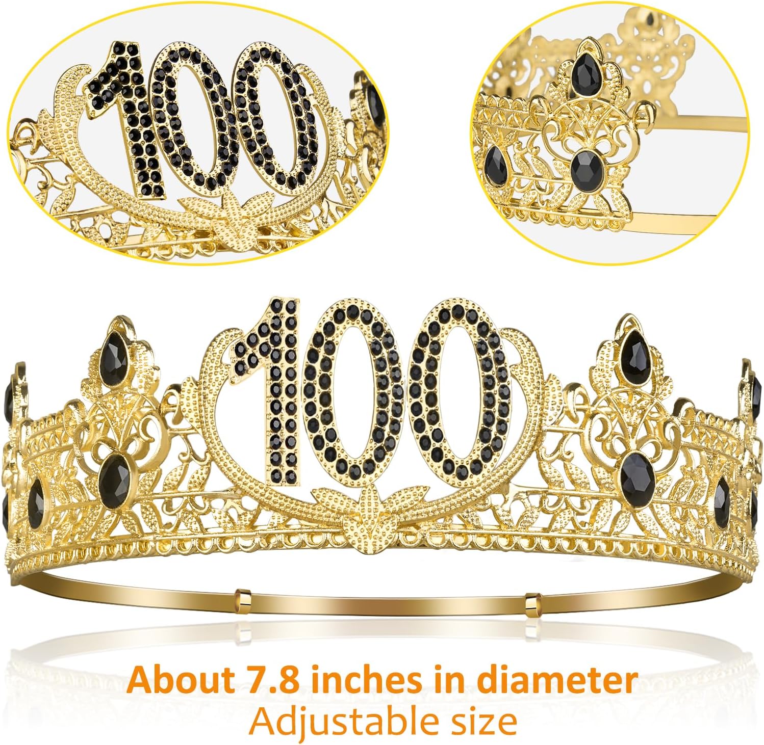 100th Birthday Decorations for Men - 100th Birthday King Crown, Sash Gift image 3