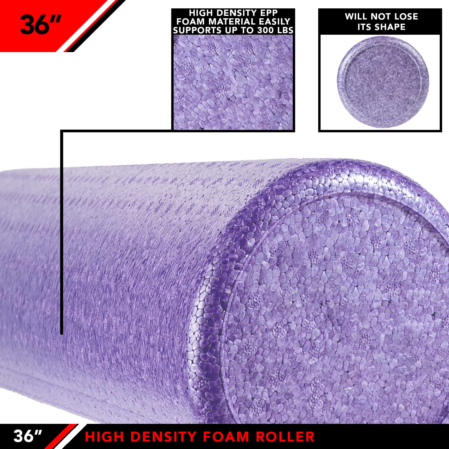 JFIT - Rullo in schiuma ad alta densità, 91 cm, colore: viola