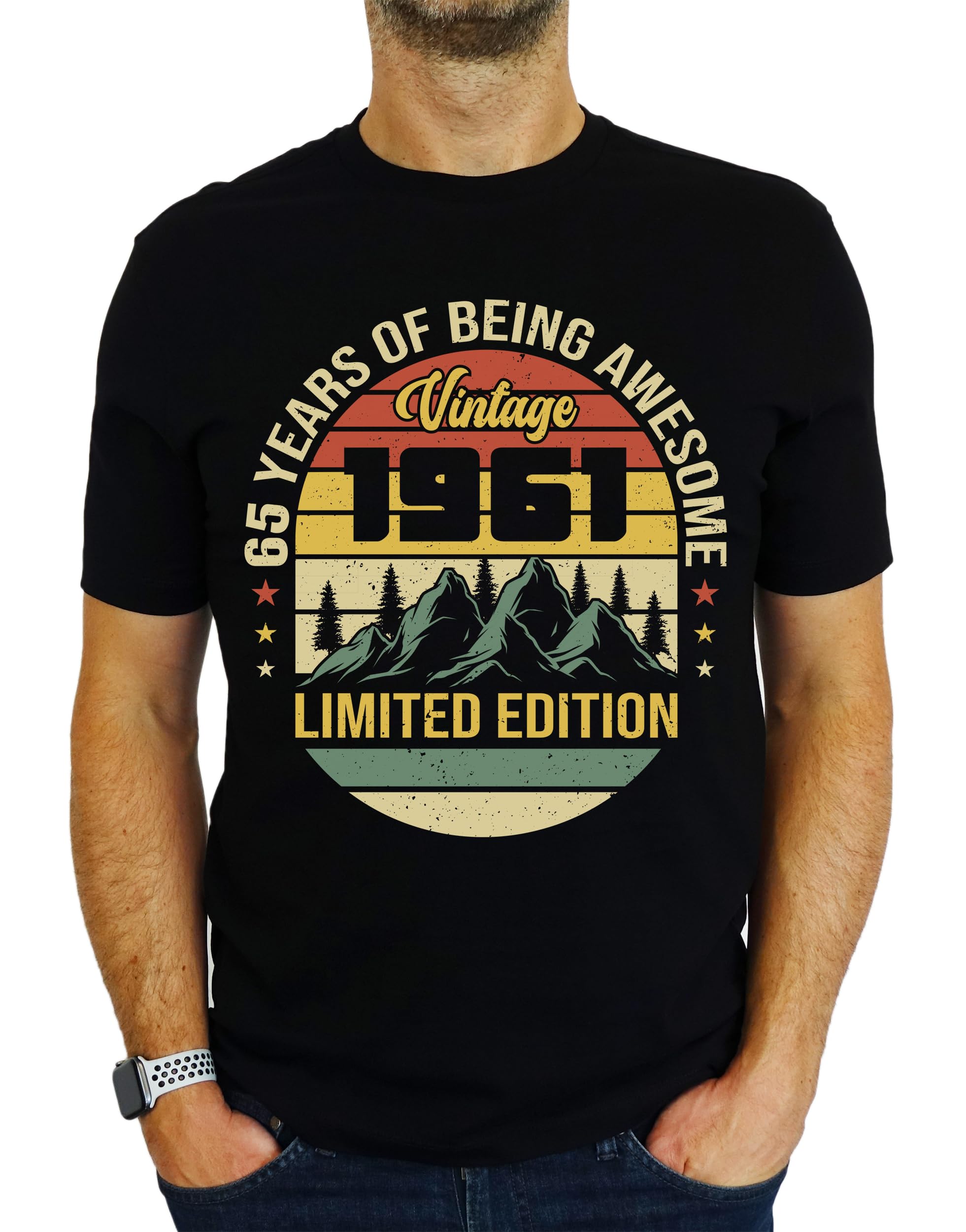1961 Vintage Mountain - Limited Edition - 65th Birthday Gift | Present Mens T-Shirt Black L