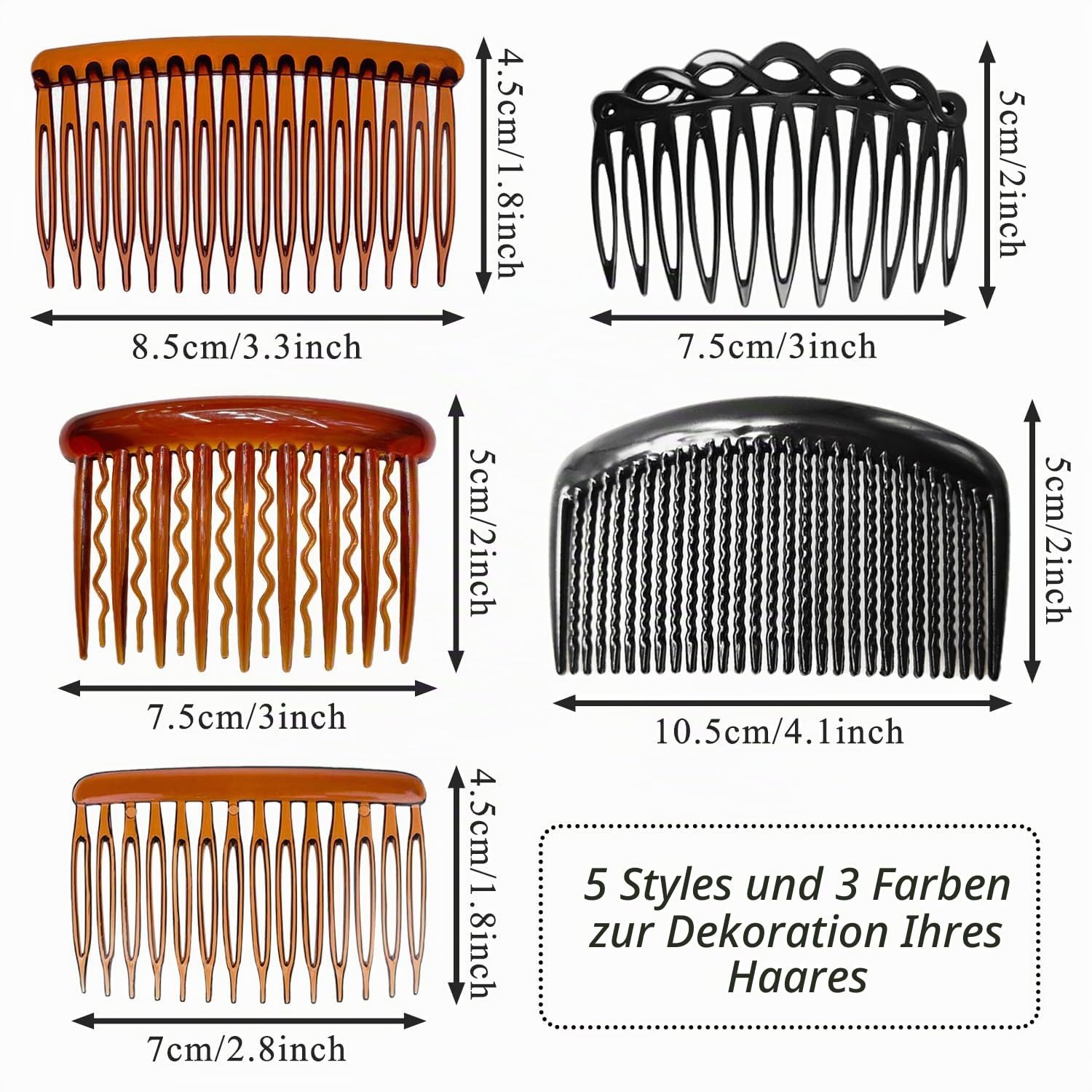 15 Stück Haarkamm zum Stecken, Französische Twist Haar Seitenkämme, Kunststoff Dekorativer Haarkamm Clips, Dekorativer Kopfschmuck, French Hair Comb, für Frauen, Mädchen, 3 Farben