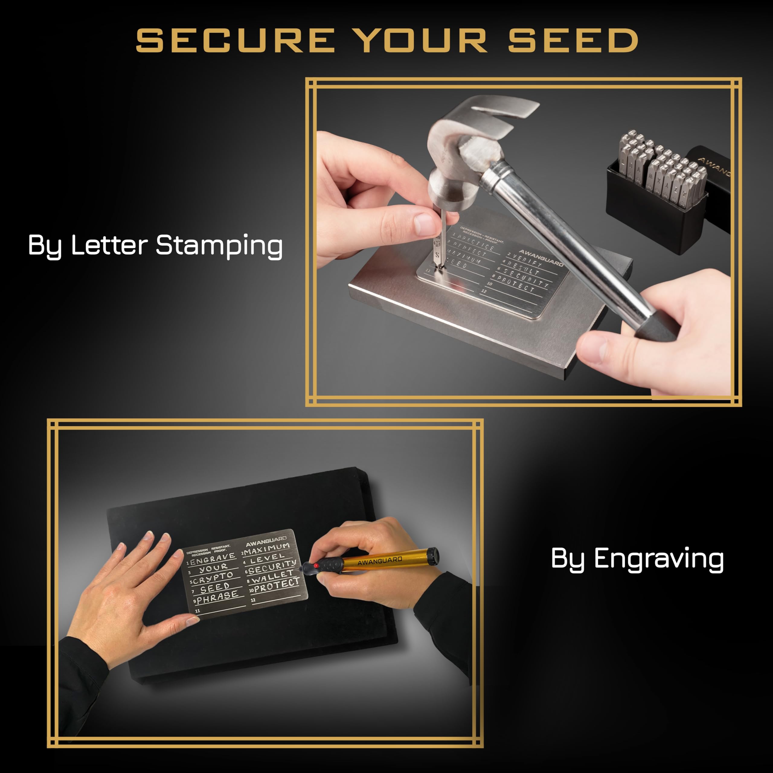 AWANGUARD Crypto Steel Wallet - 3x24 Seed Phrase Roestvrijstalen Platen,  Cryptowallet. Opslag voor Herstelzinnen. Cryptovalutawallet, Opslag voor  Seedphrases, Compatibel met ALLE Cryptowallets. : Amazon.nl: Klussen &  gereedschap