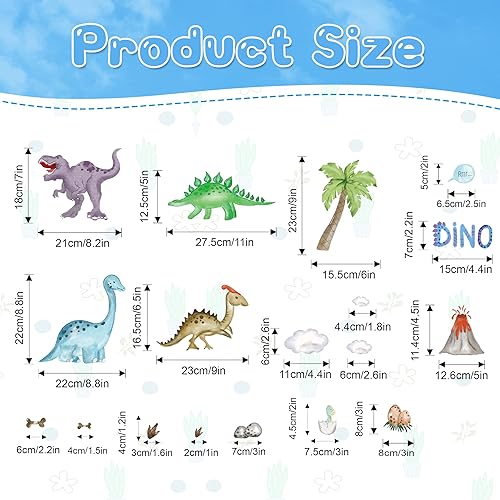 Miniatura 6 de Adhesivos de pared de dinosaurios que brillan en la oscuridad, 47 piezas de pegatinas de dinosaurio luminosas para dormitorio de niños, gran