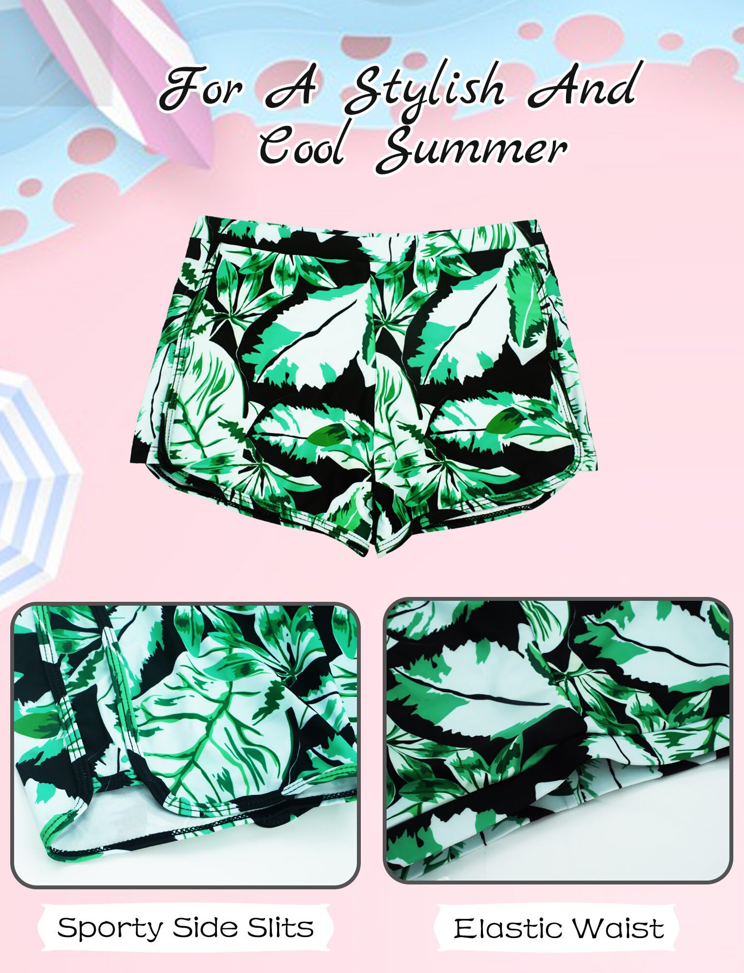Happy Cherry Ensemble de Bikinis Enfants Fille Maillot de Bain Filles 3 Pièces Haut + Slip + Short de Bain Swimwear Set 8-14 Ans