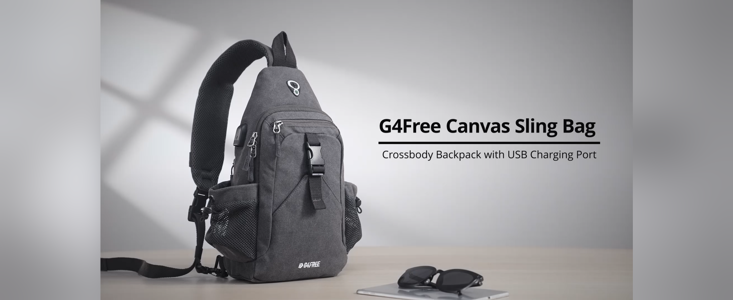 Canvas Sling Bag RFID Protected Crossbody Backpack with Adjustable Strap Canvas Sling Crossbody Backpack - Casual for Men & Women main image 2