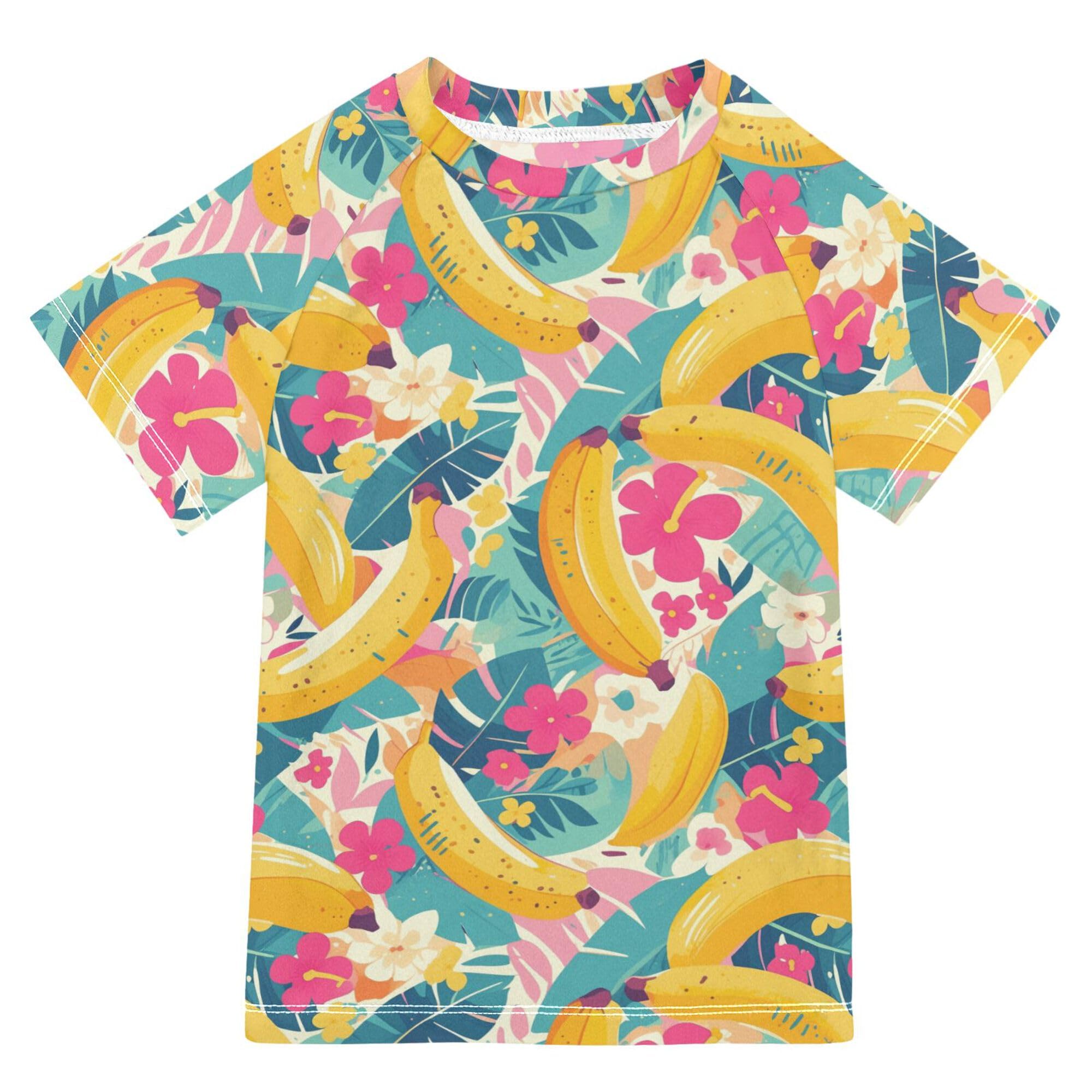 Sweet Banana and Leaves Girls Bathing Suit UV Protection Sports Clothes Swimwear Beach Tops 3T