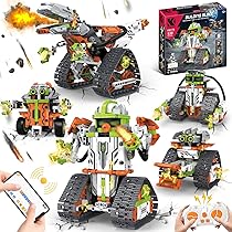 Ulikey Tecnologia Robot Telecomandato per Bambini, 5 in 1 Giocattoli da Costruzione con App e Telecomando, Giocattoli Robotizzati Costruibili Robot,Bulldozer,Escavatore,Regalo per Bambini (Verde)