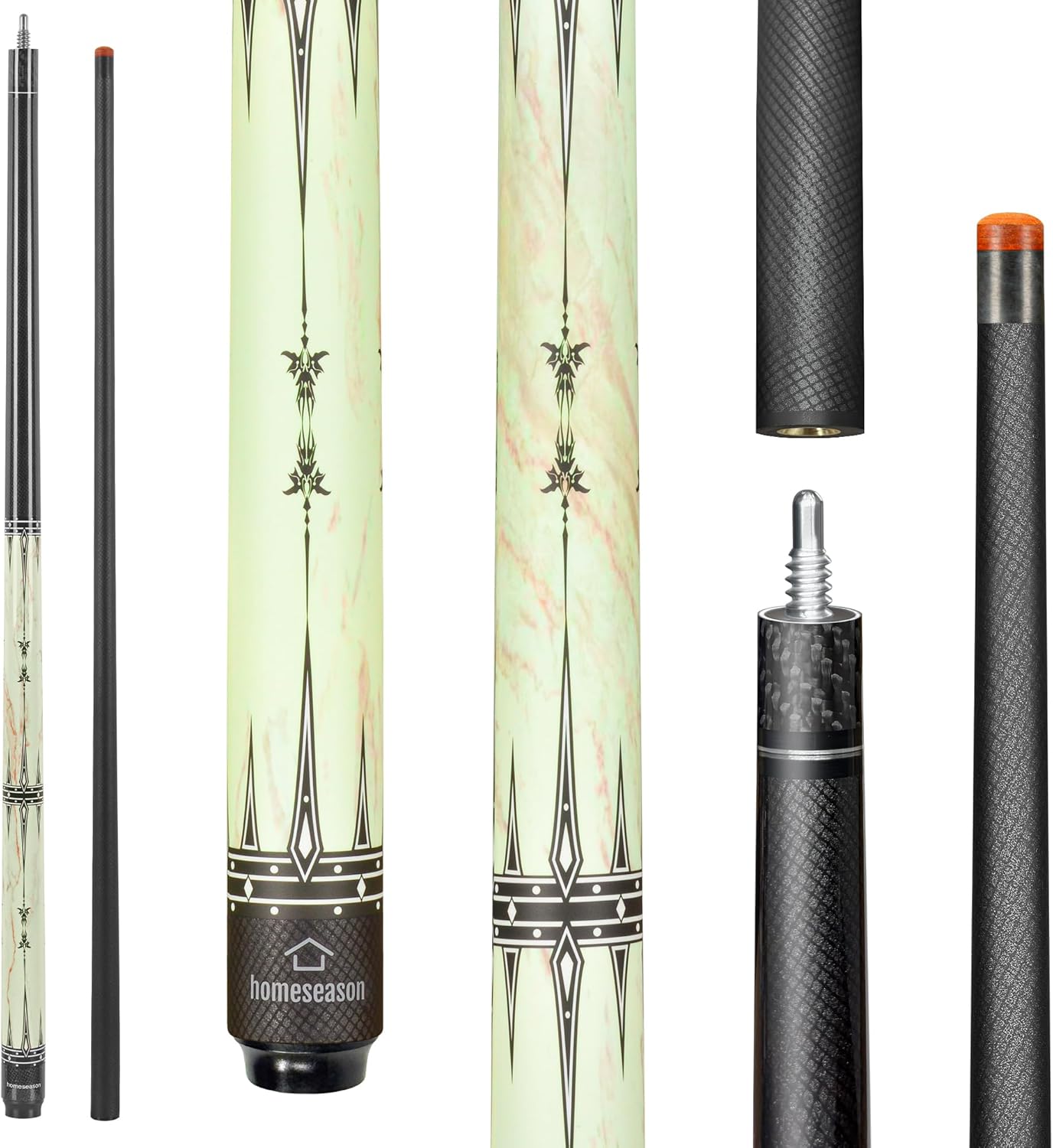 HomeSeason Fibreglass Pool Cue Stick 58" Billiard Cue Sticks Professional Low Deflection Pool Sticks