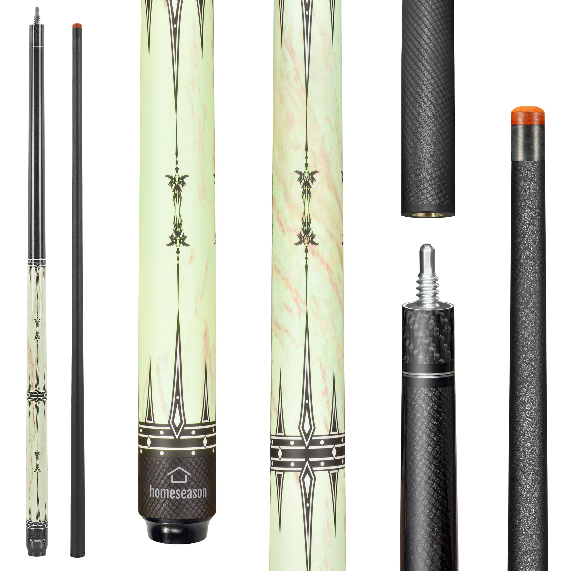 HomeSeason Fibreglass Pool Cue Stick 58" Billiard Cue Sticks Professional Low Deflection Pool Sticks