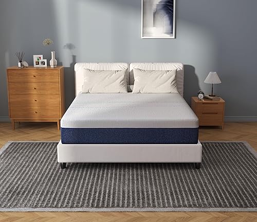 Colchón de tamaño matrimonial de 12 pulgadas, espuma viscoelástica de carbón con infusión de gel, colchón de firmeza media en una caja, refrescante