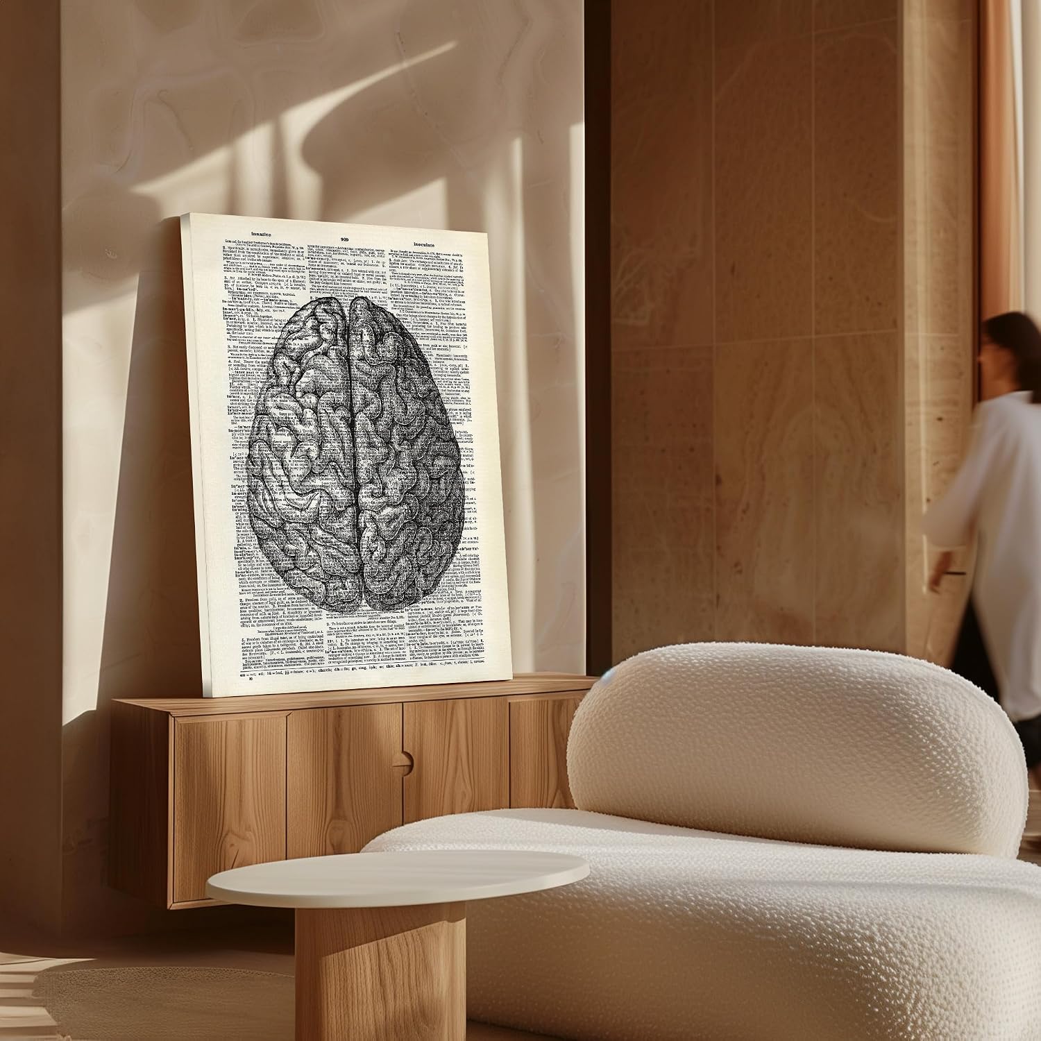 Poster Master Dictionary Art Canvas - Human Brain Print - Anatomical Brain Art - Anatomy Art - Gift for Doctor, Nurse - Great Wall Decor for Clinic, Hospital, Office - 8x10 STRETCHED Canvas