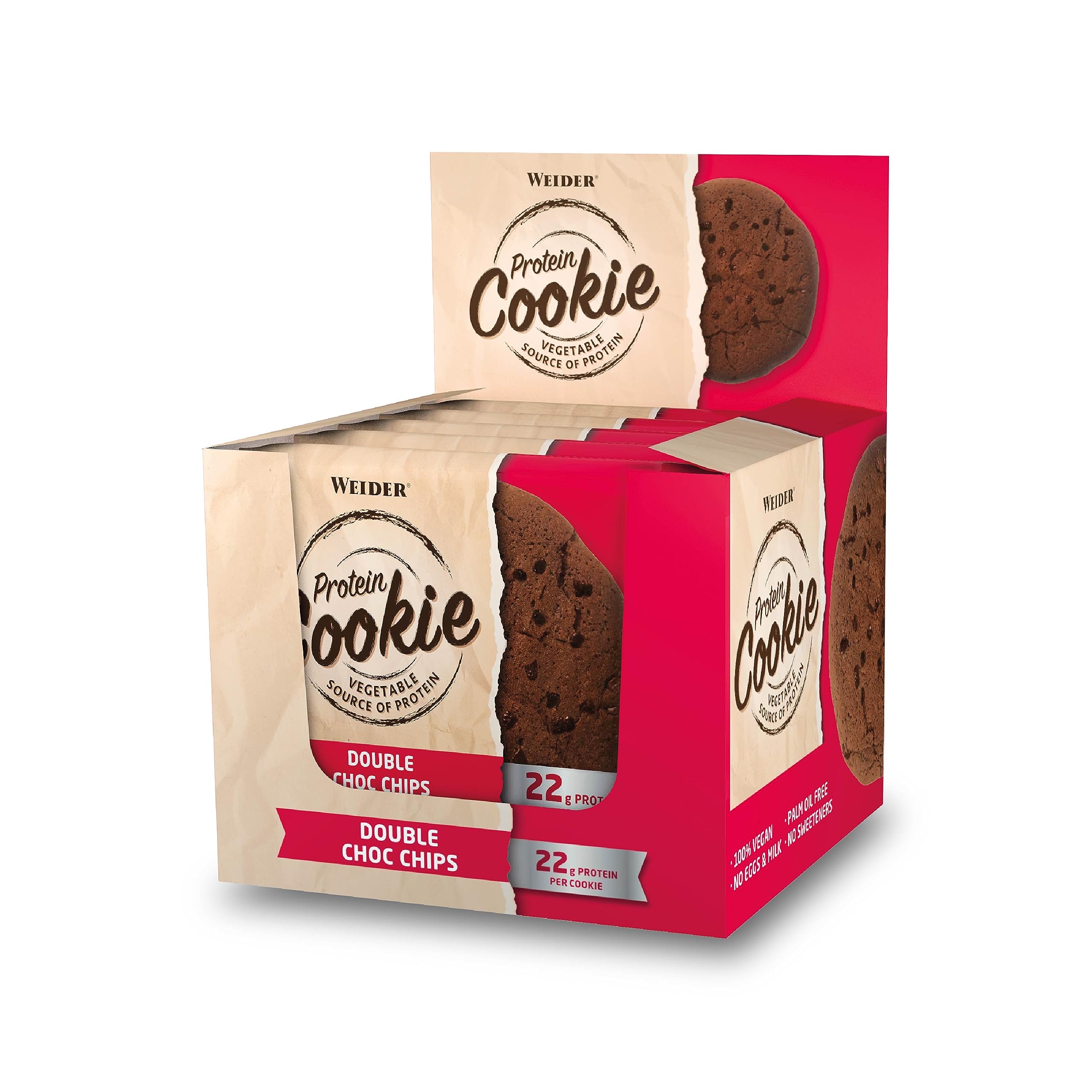 Sponsored Ad – WEIDER Vegan Protein Cookie 90g, Double Choco Chips, box of 12 delicious baked protein cookies, fitness snack