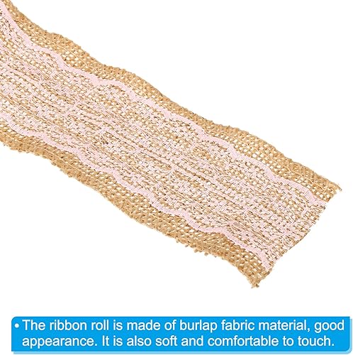 Miniatura 4 de PATIKIL Rollo de encaje de cinta de arpillera de 2.2 yardas de 2.4 pulgadas de ancho, paquete de 3 telas de yute natural para manualidades,