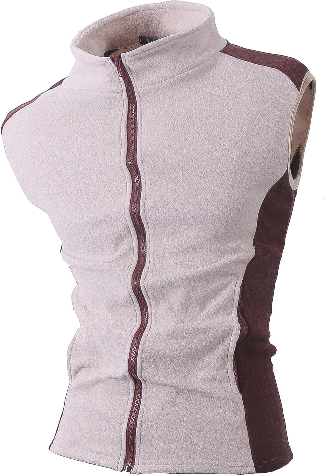 Lende Men's Cotton Contrast Color Stand Collar Zipper Vest