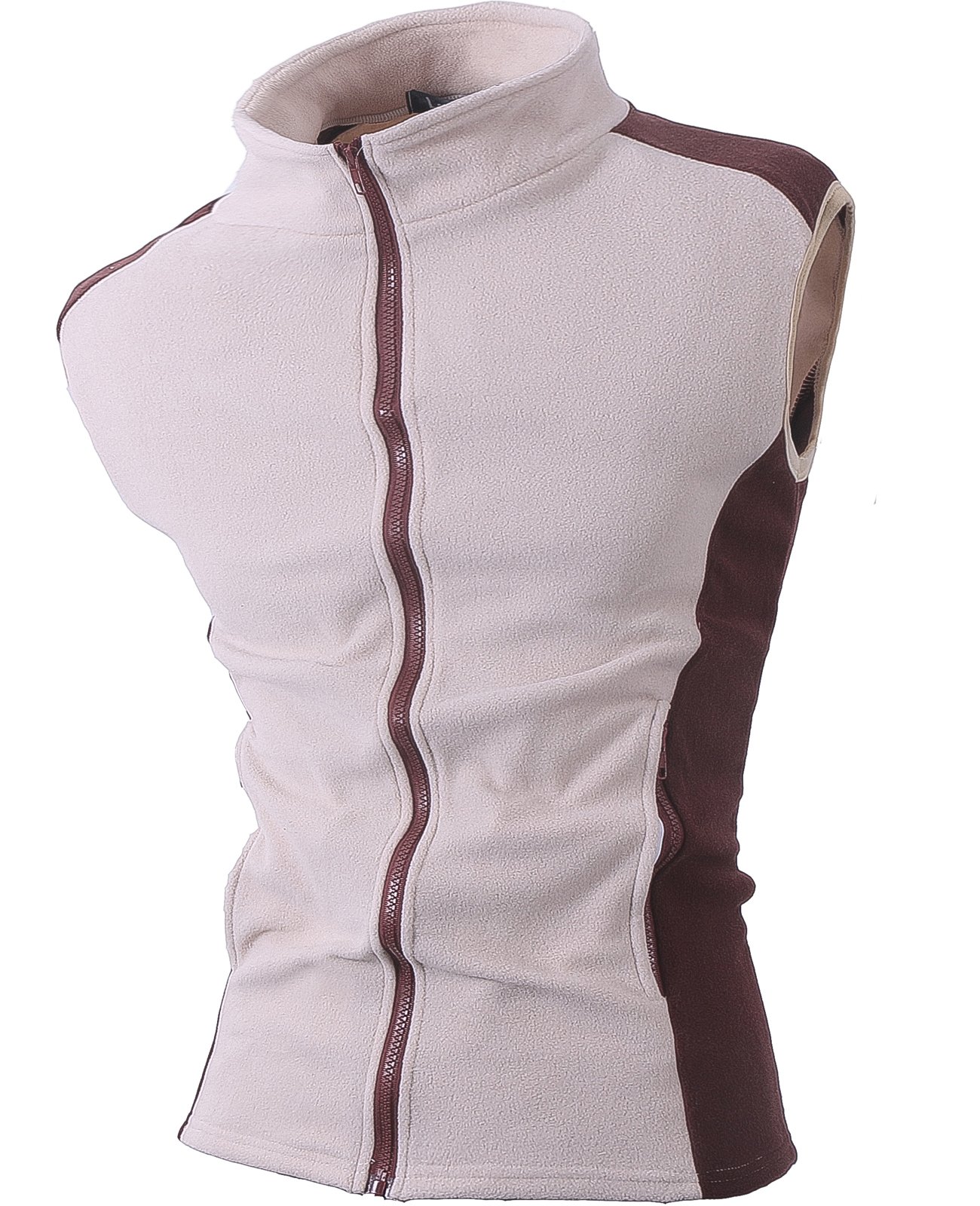 Lende Men's Cotton Contrast Color Stand Collar Zipper Vest