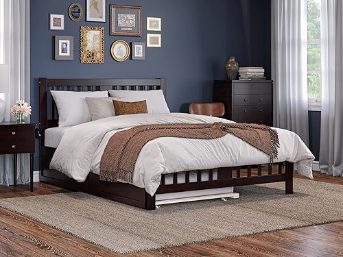 AFI, Tahoe - Cama de plataforma de madera maciza con estribo, nido individual XL y cargador USB acoplable, Queen, espresso