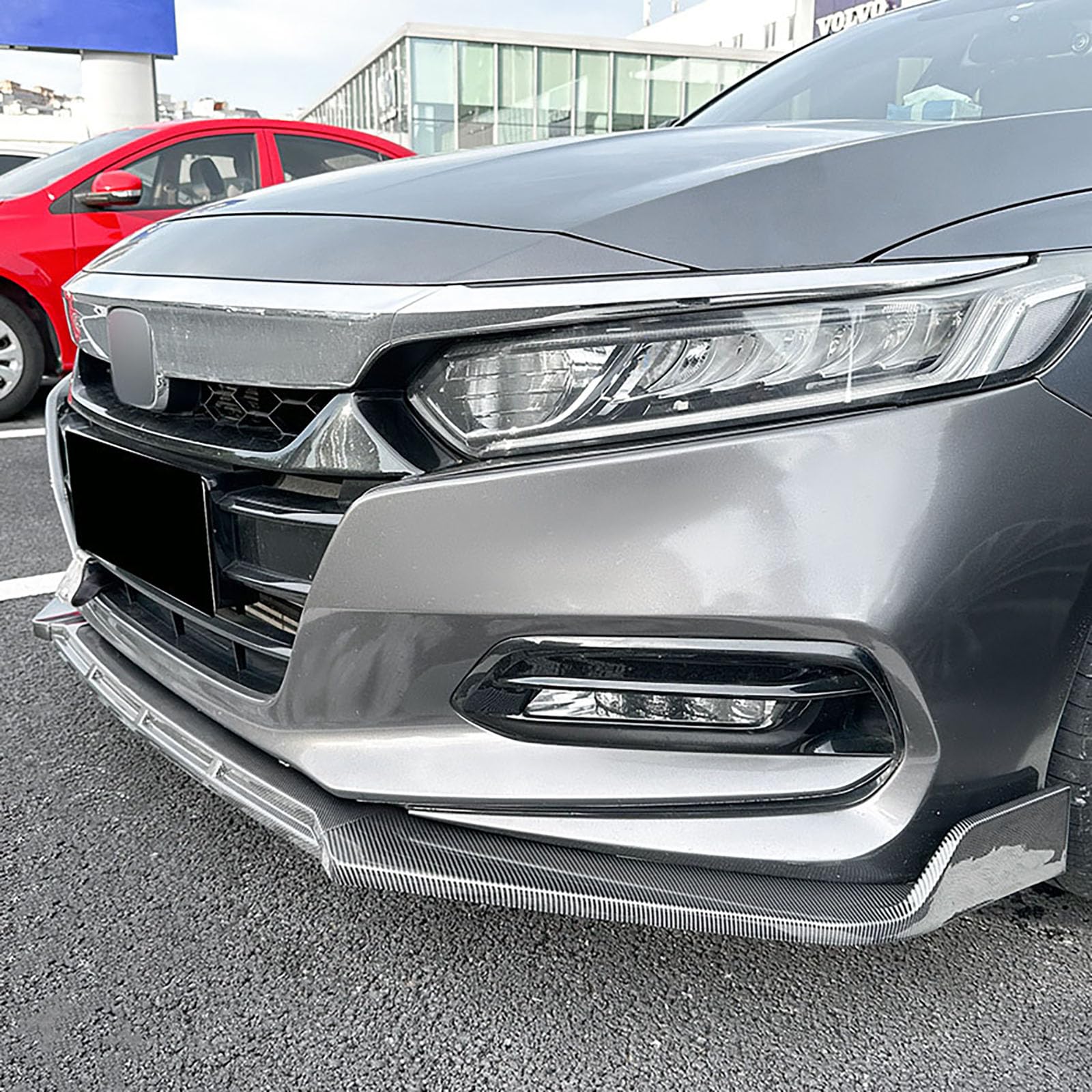 Kompatibel mit Honda 10th Accord 2018-2021, Frontstoßstangen-Spoilerlippe, Auto-Unterkörper-Kit-Splitter,Carbon Fiber Look