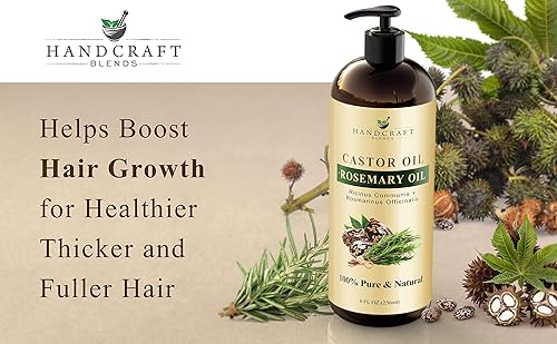 Miniatura 5 de Handcraft - Aceite de ricino con aceite de romero para el crecimiento del cabello pestañas y cejas aceite portador 100 puro y natural aceite para el