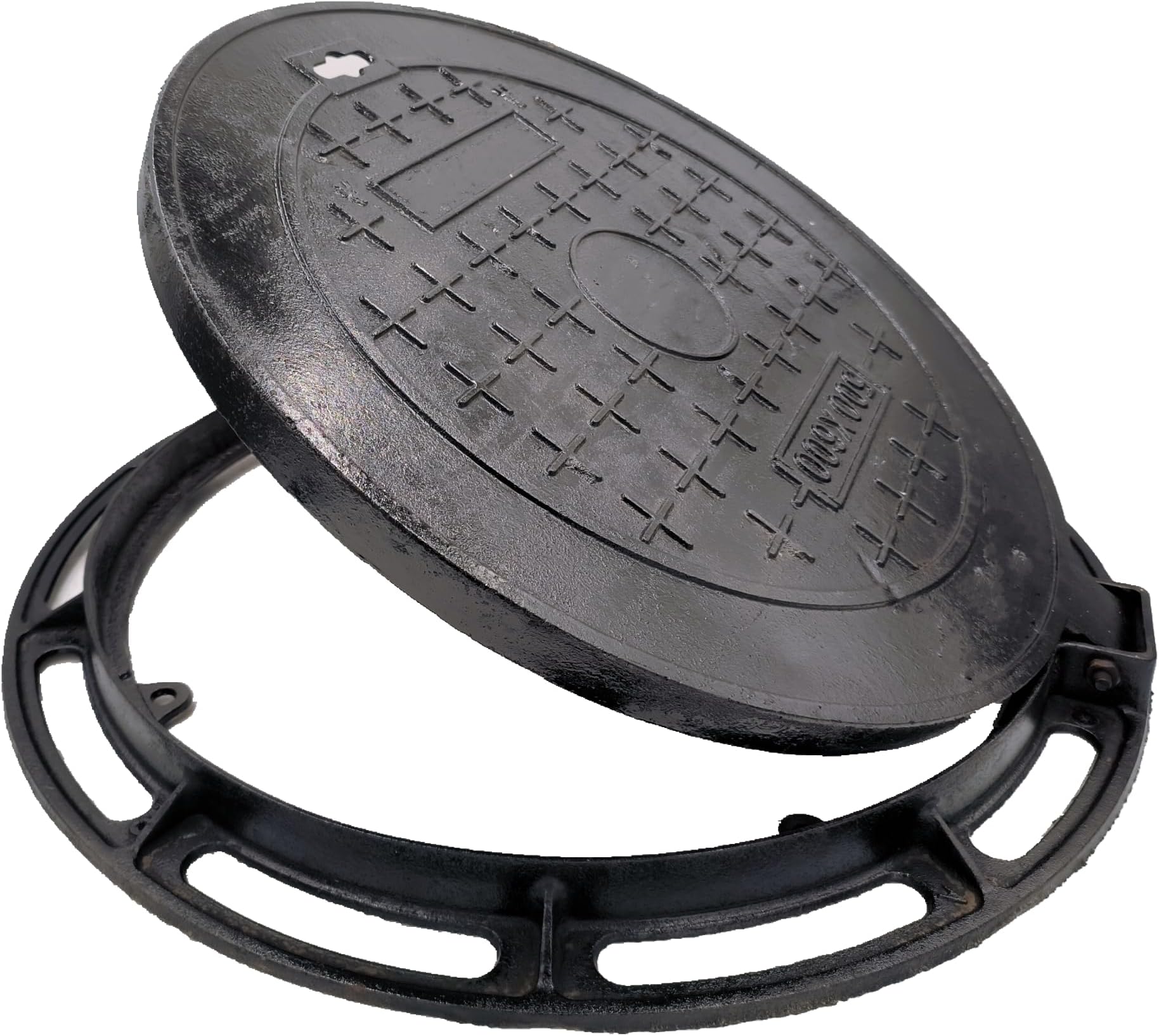 20” Cast Iron Manhole Cover and Frame, Black Septi