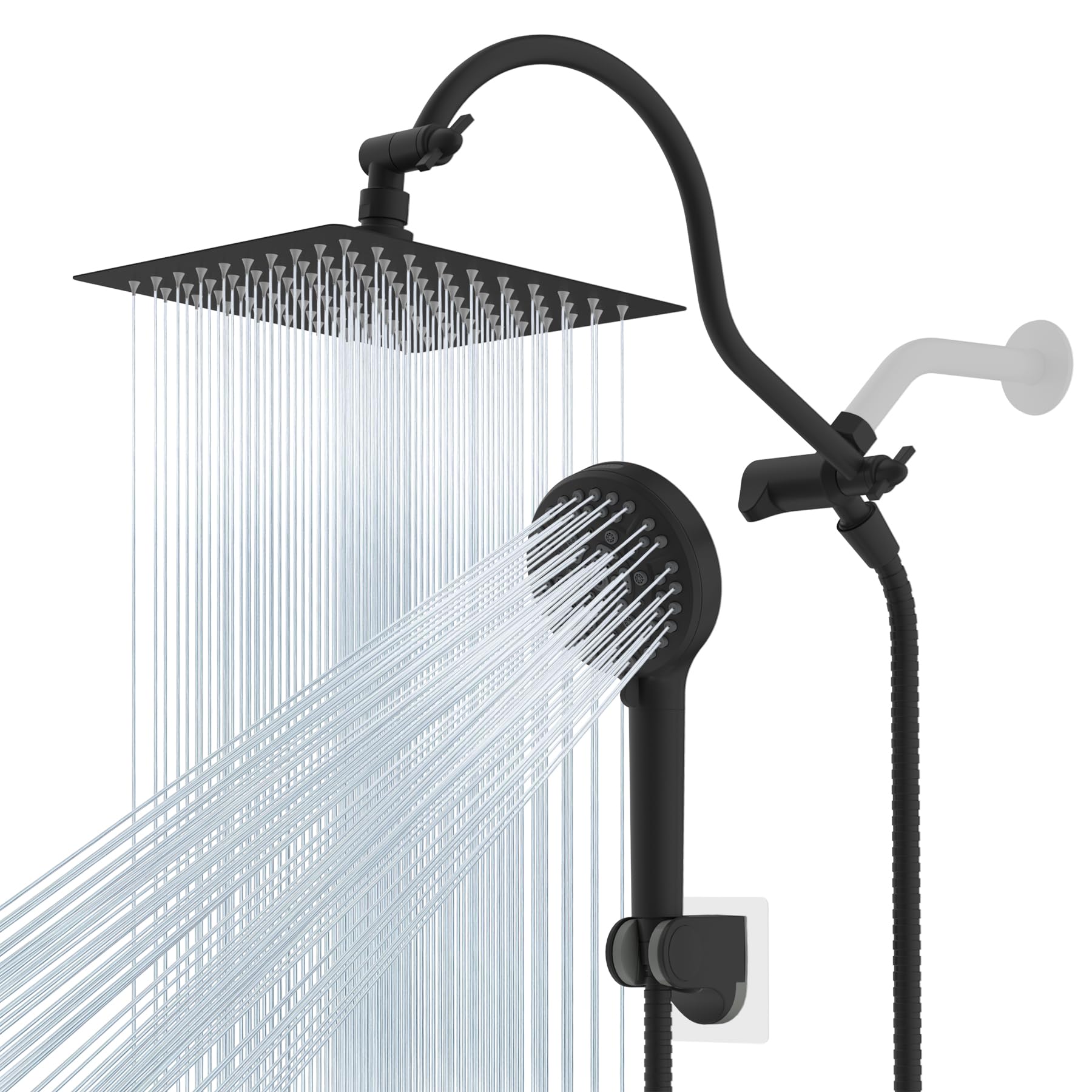 Photo 1 of Hibbent Matte Black Rainfall Shower Head Combo