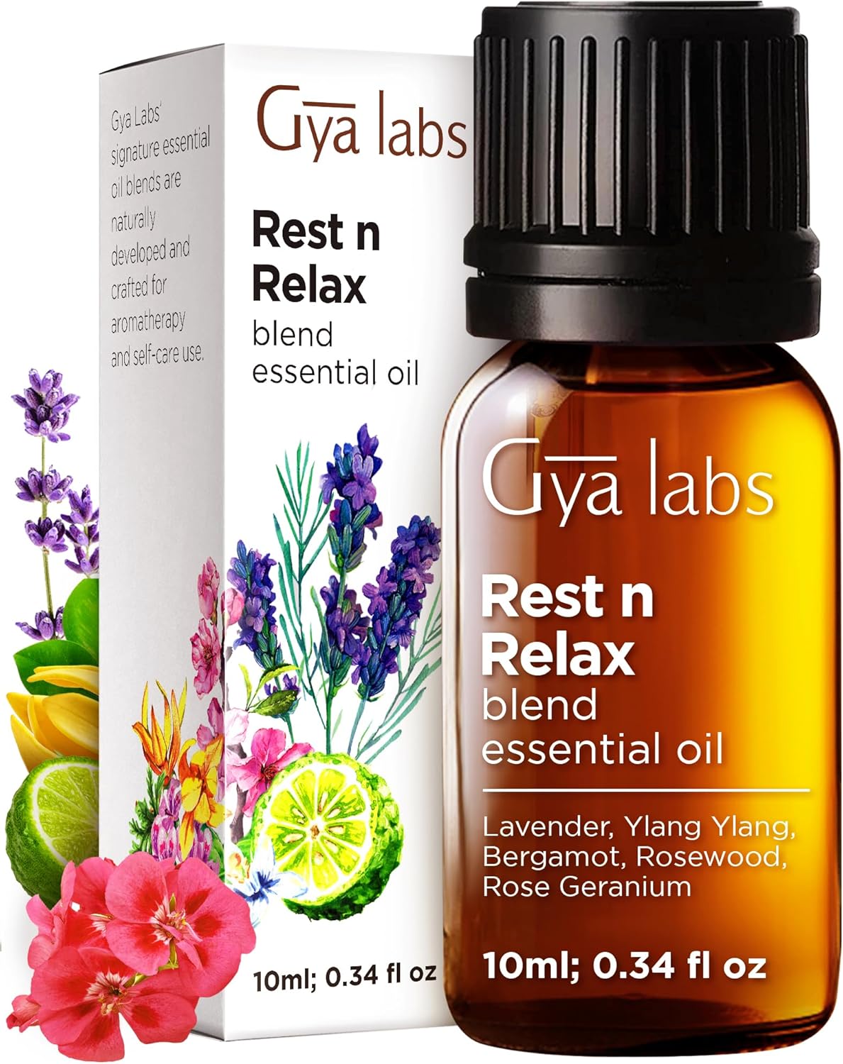 Gya Labs Rest N Relax Essential Oil Blend for Diffuser & Skin – Calming & Relaxing Oil for Massage & Aromatherapy (0.34 Fl Oz)